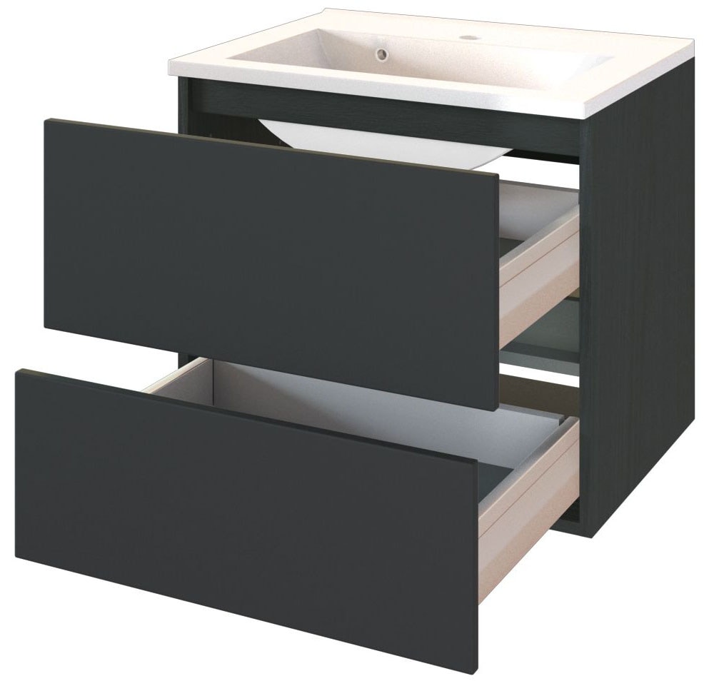 welltime Badmöbel-Set »Welltime Möbel Baabe Waschtisch-Set 3tlg. oder 5tlg.«, (3 St.), gedämpfte Scharniere und Softclose-Funktion, inklusive LED-Beleuchtung