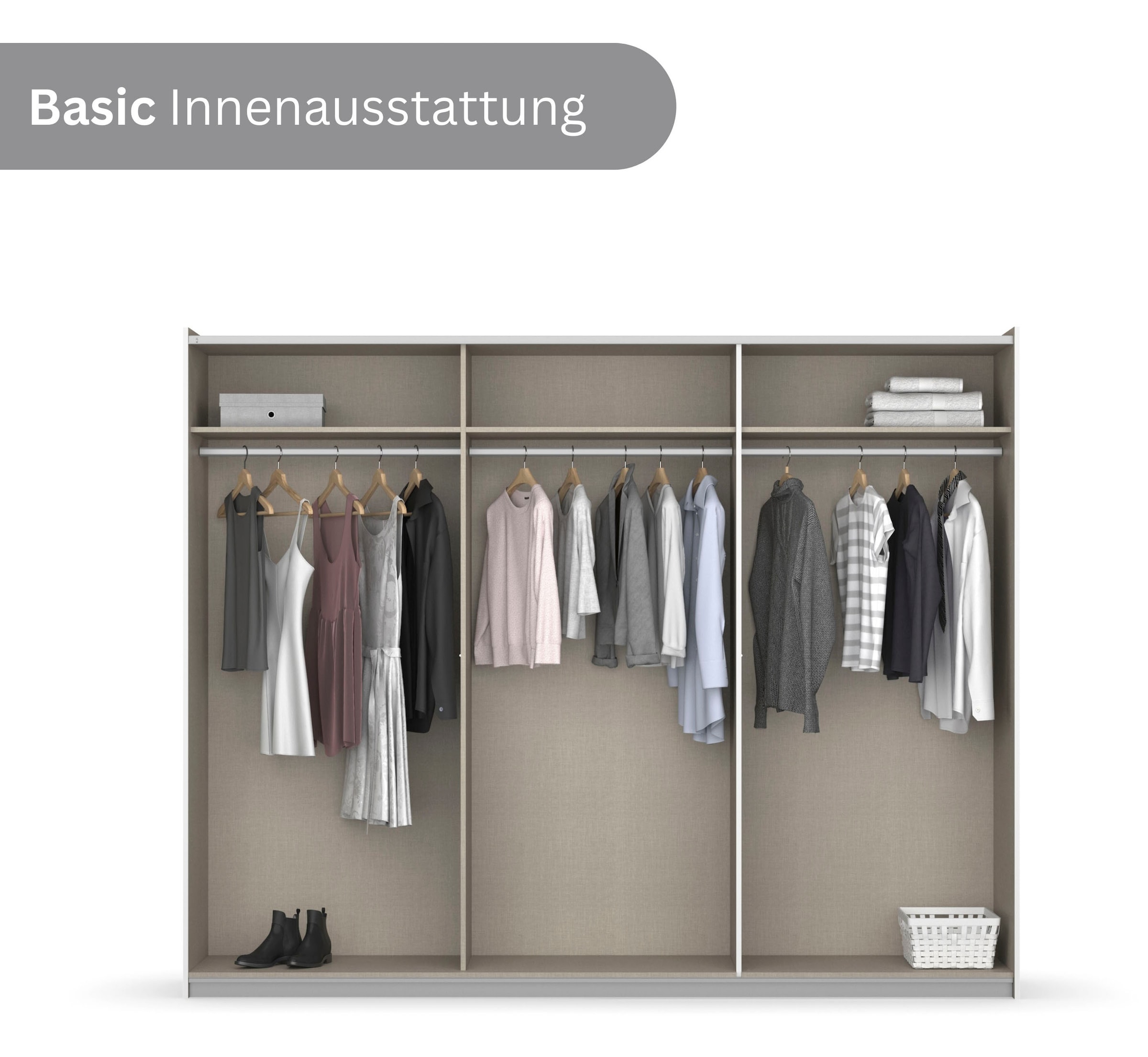 rauch Schwebetürenschrank »Kleiderschrank Drehtürenschrank Schrank Garderobe KRONACH TOPSELLER«, mit Spiegel und viel Stauraum, Metallgriffleisten, MADE IN GERMANY