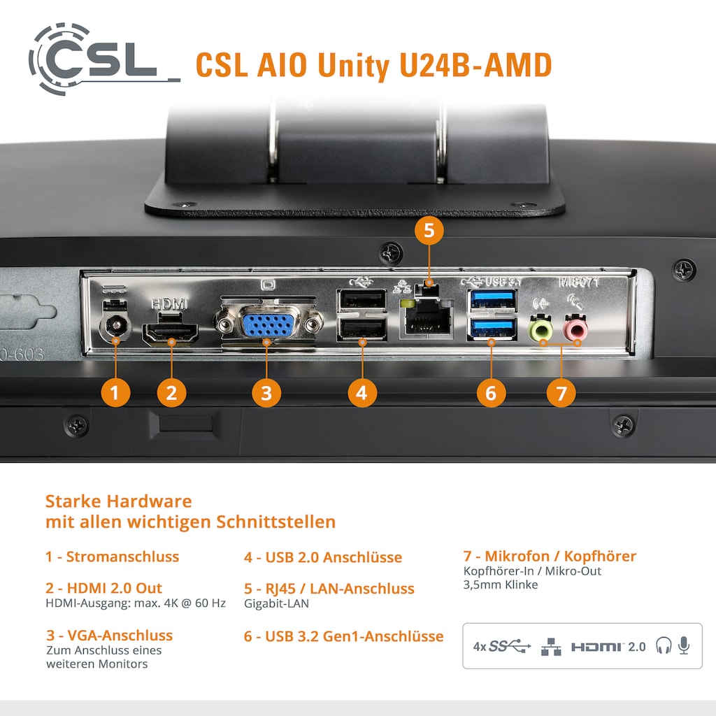 CSL Gaming-PC »Unity U24B-AMD / 4300GE / 1000 GB / 16 GB RAM / Win 11«