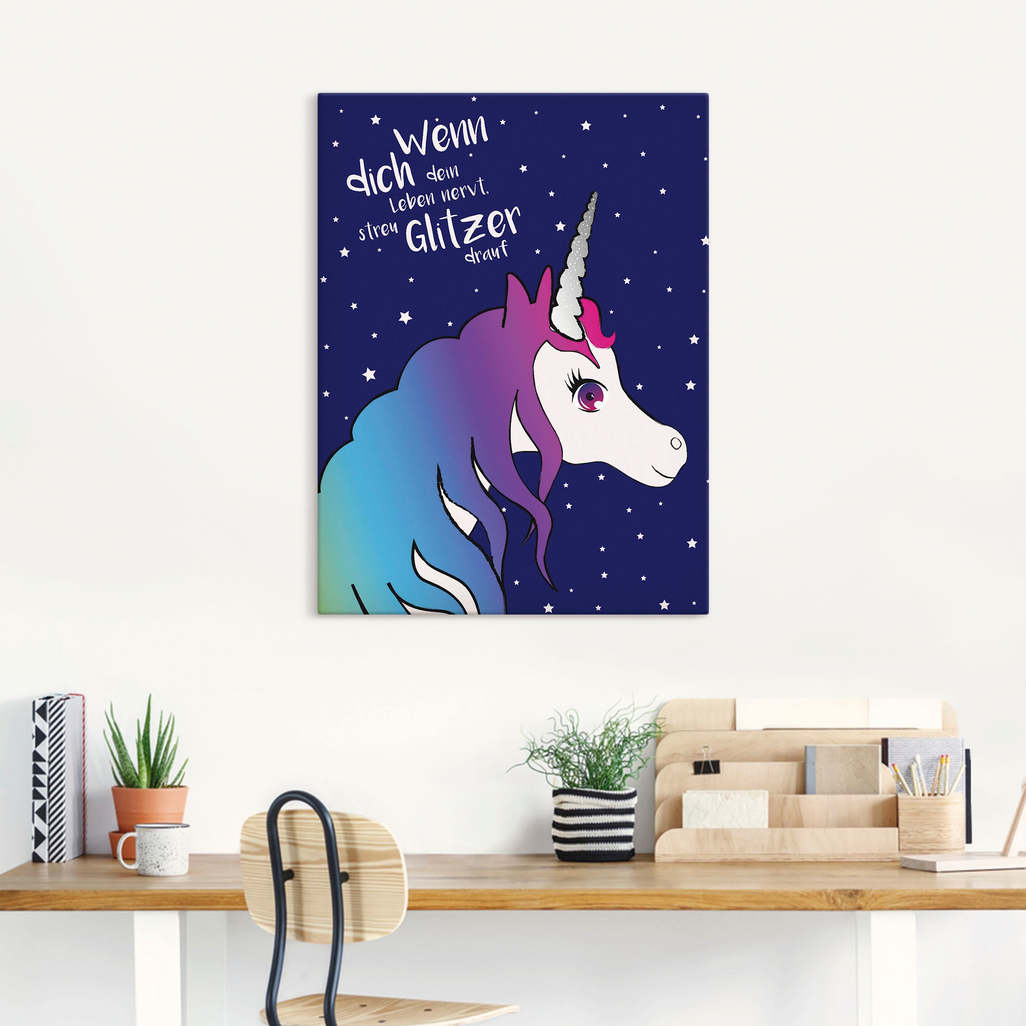 online Leben«, St.), in Artland Poster Glitzer Wandbild Animal versch. Wandaufkleber Leinwandbild, auf dein (1 Größen »Einhorn streu oder Fantasy, als kaufen