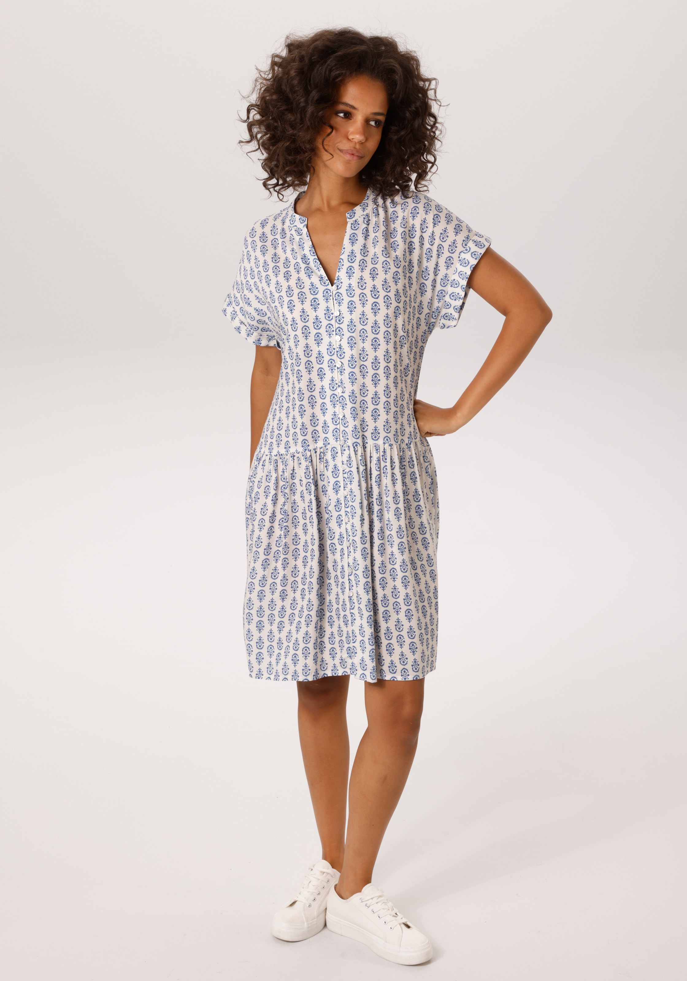 Aniston CASUAL Sommerkleid mit nostalgischen Porzellan-Druck - NEUE KOLLEKTION