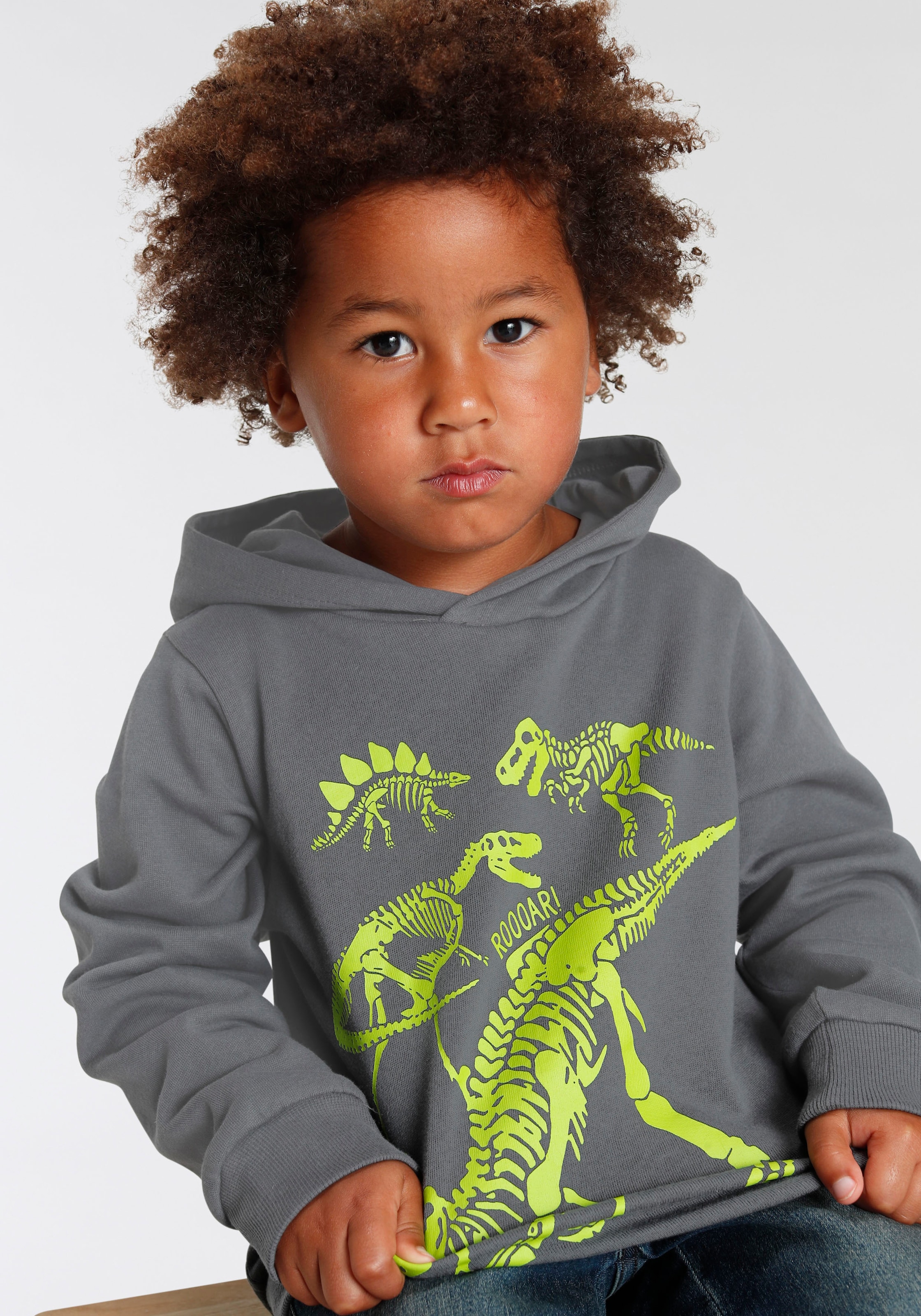 KIDSWORLD Kapuzensweatshirt »DINO«, Langarm, Basic-Passform, mit stylischem Druck, aus Baumwolle