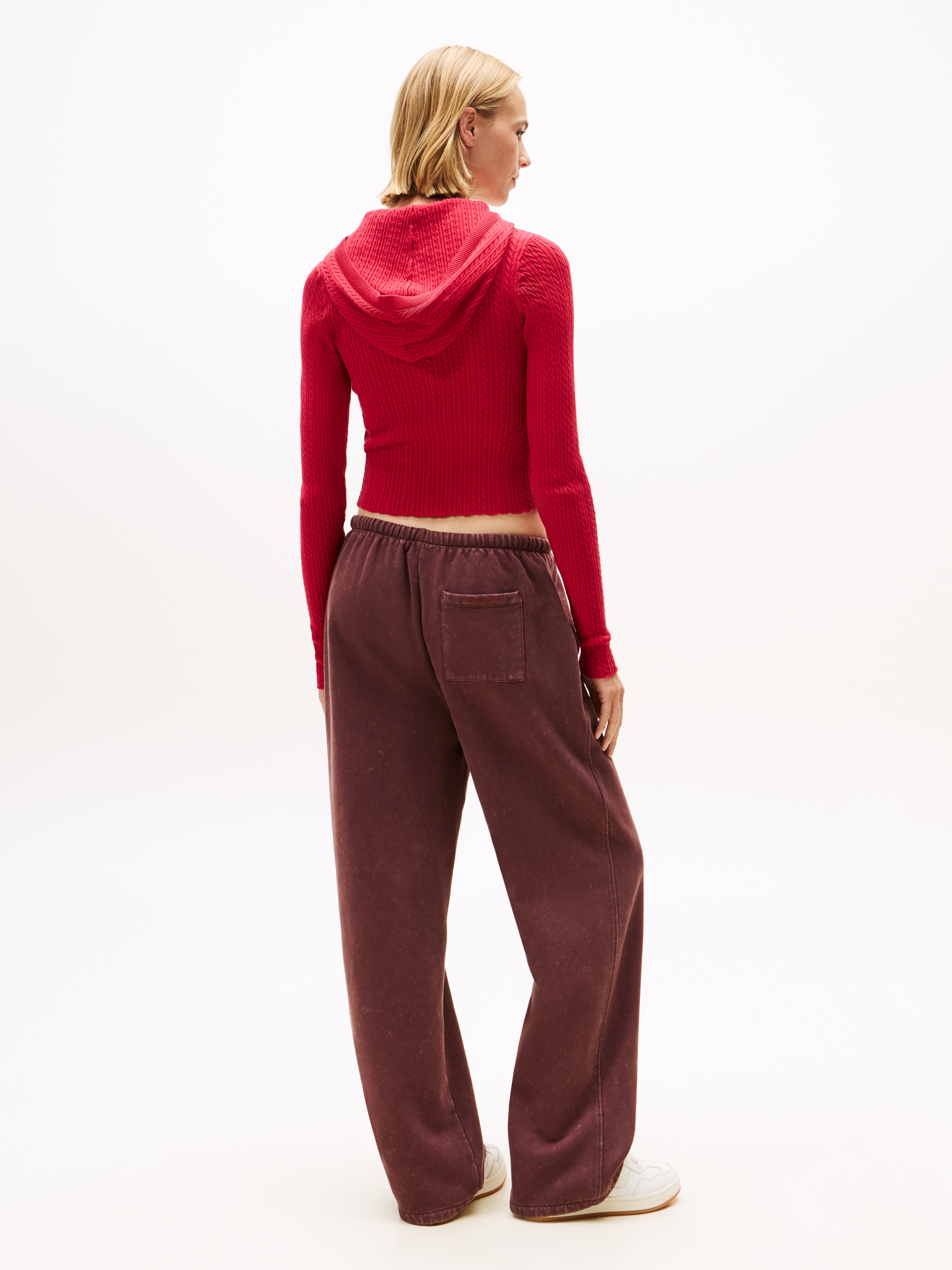 Tommy Jeans Strickjacke »TJW ESSENTIAL ZIPPER HOOD CARDI« mit Zopfstrickmuster und Kapuze