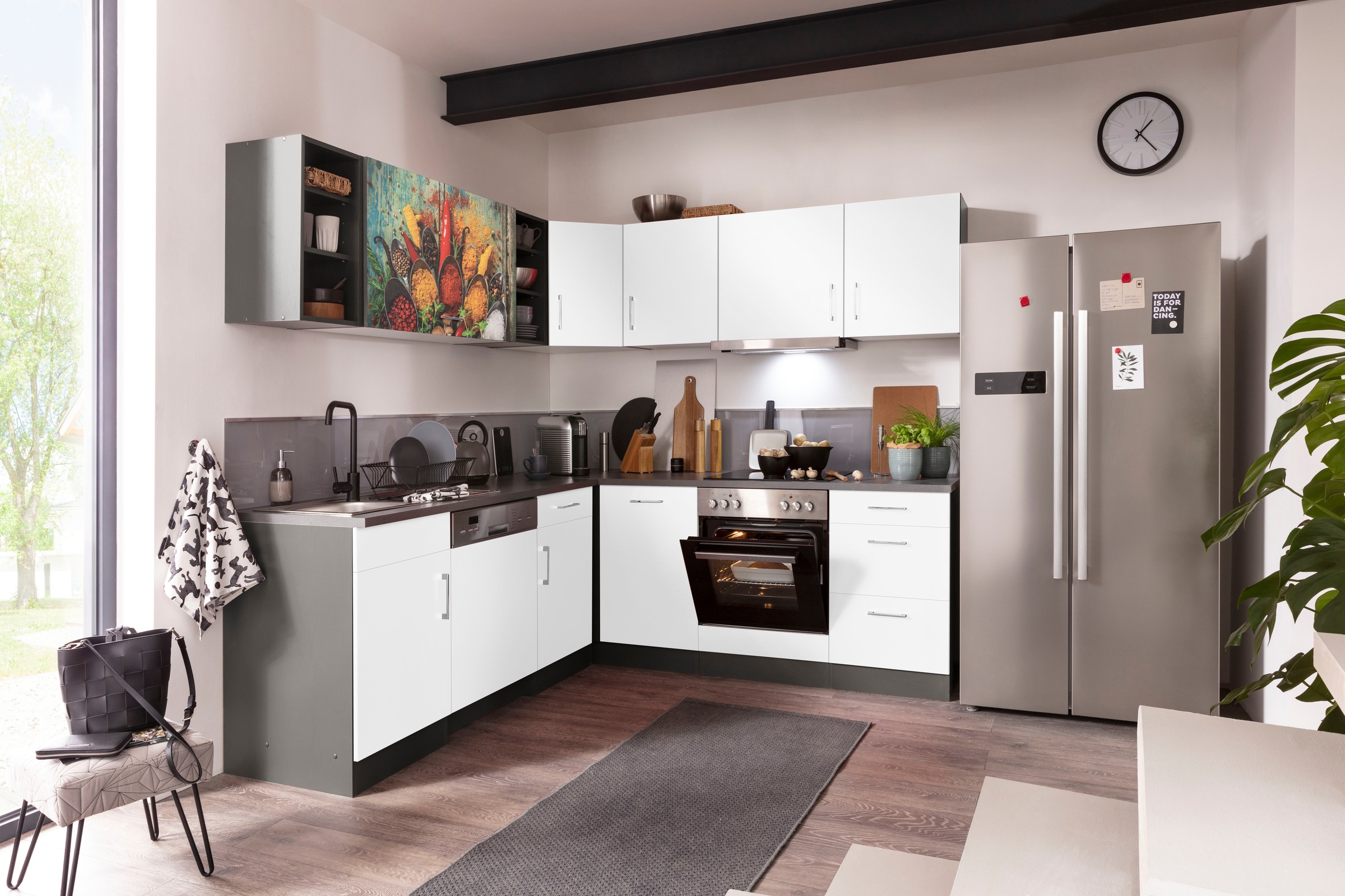 KOCHSTATION Winkelküche "KS-Paris", mit E-Geräten, Stellbreite 220/220 cm günstig online kaufen