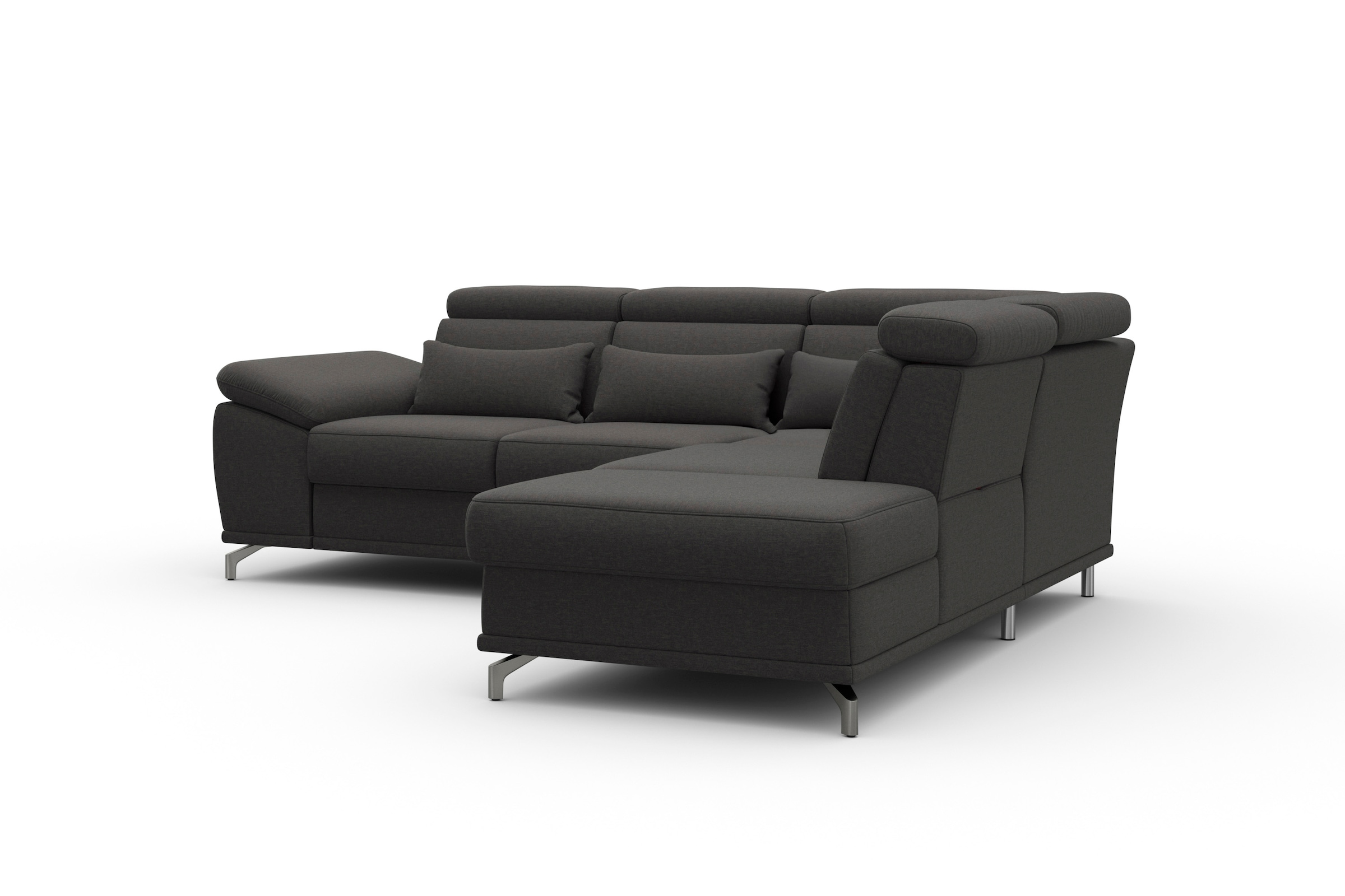 sit&more Ecksofa »Cabrio L-Form, mit Sitztiefenverstellung, Arm- und Kopfteilverstellung«, 3 Nierenkissen, Federkern, optional Bettfunktion und Stauraum