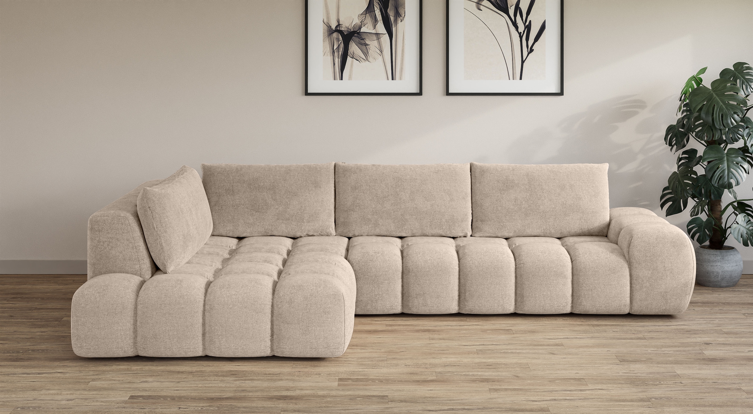 OTTO home Ecksofa »AZITA L-Form, XXL 352 cm Designsofa in Bubble-Opitk« los günstig online kaufen