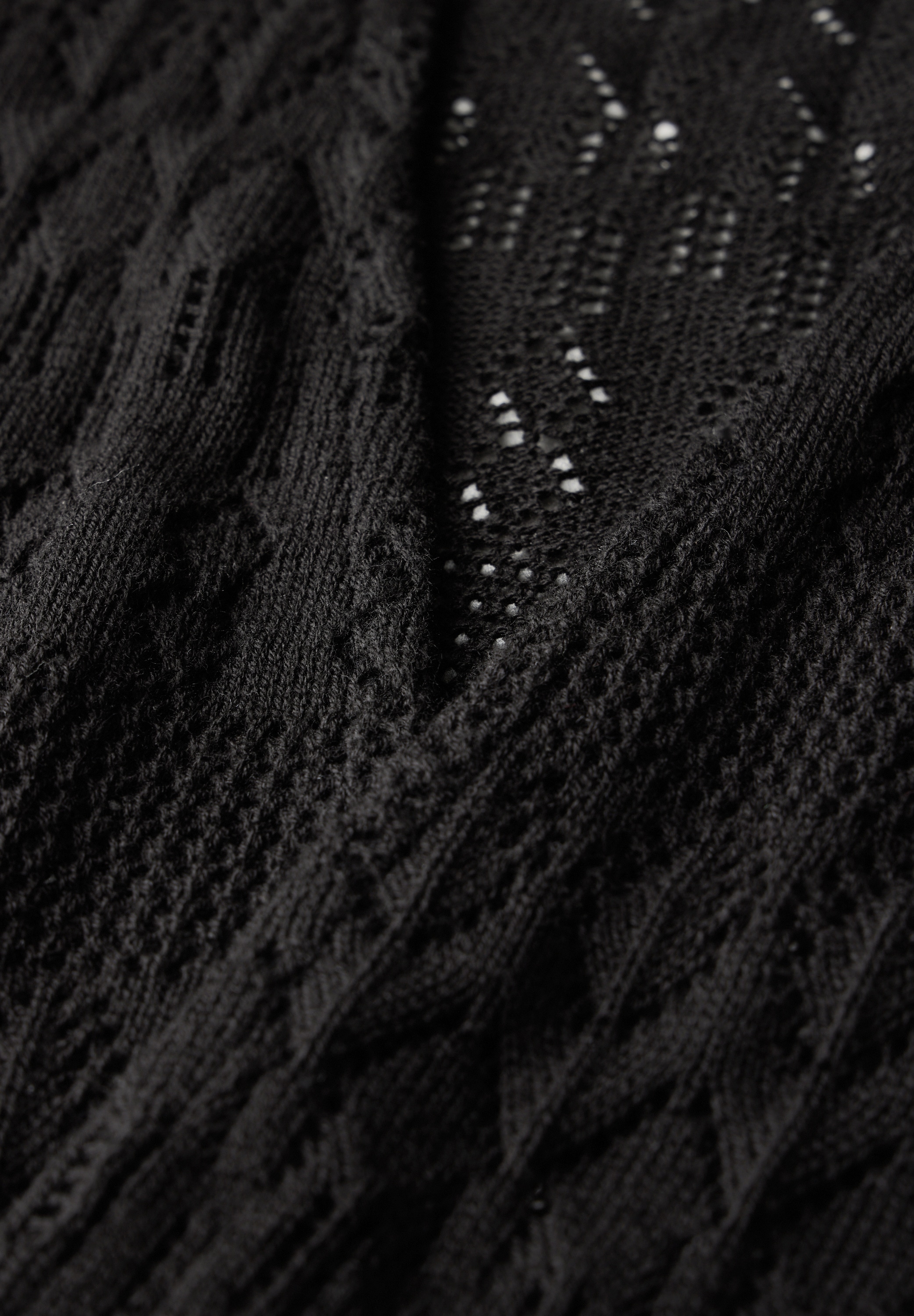 STREET ONE Ajourstrickjacke, offen und mit Tunnelzug am Saum