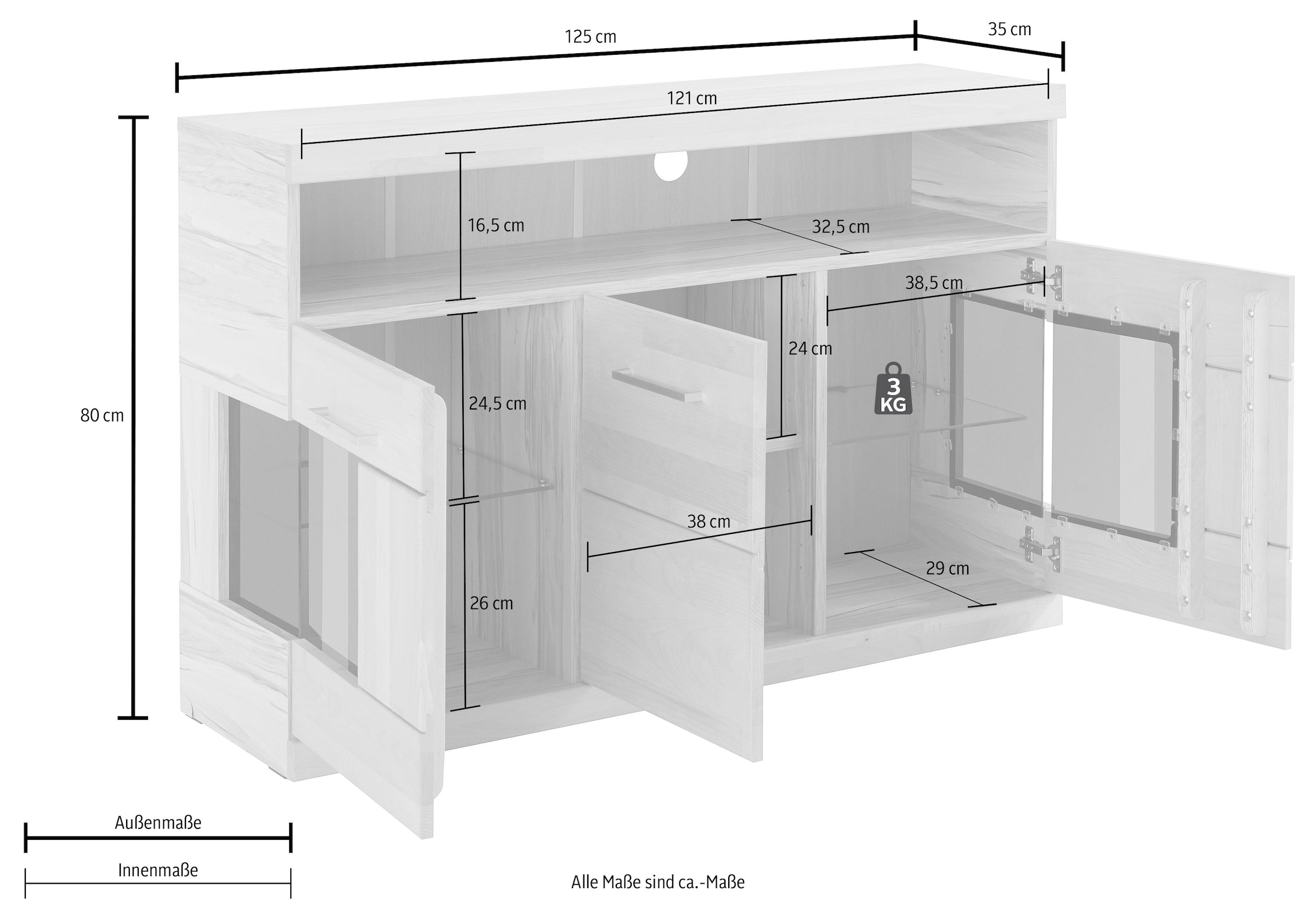 Home affaire Sideboard »Ribe«, Breite 125 cm