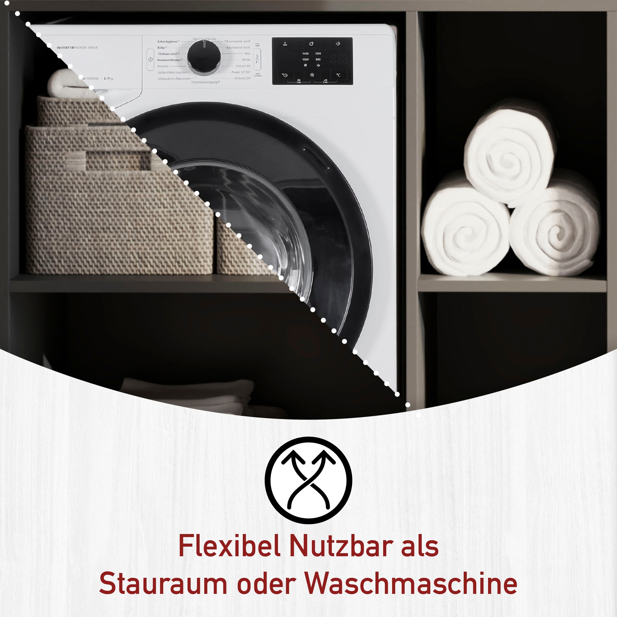 Inter Link Mehrzweckschrank-Set »Norela, Modulares Waschmaschinen-Set mit Hochschrank & Stauraum« 4 Stk. tlg.
