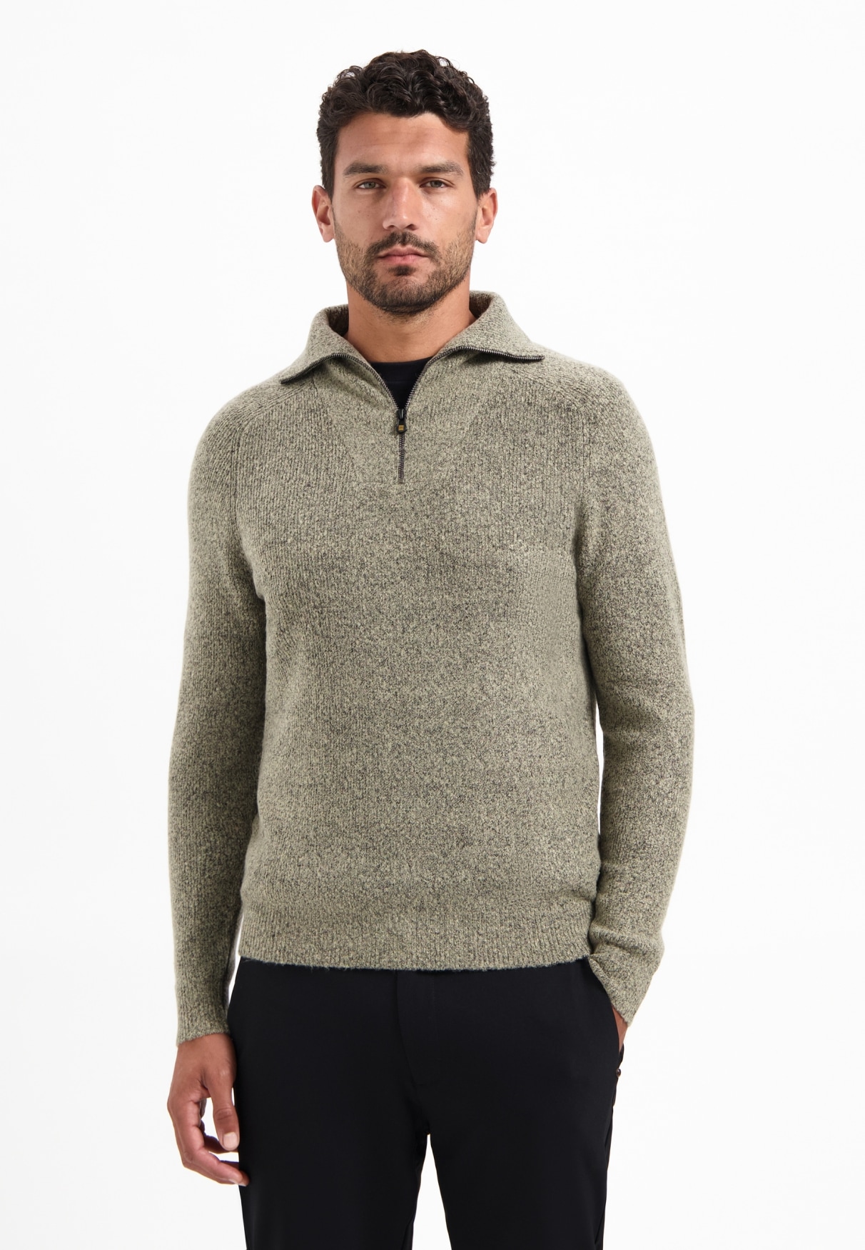 NO EXCESS Stehkragenpullover »No Excess Wollpullover mit hohem Reißverschluss«