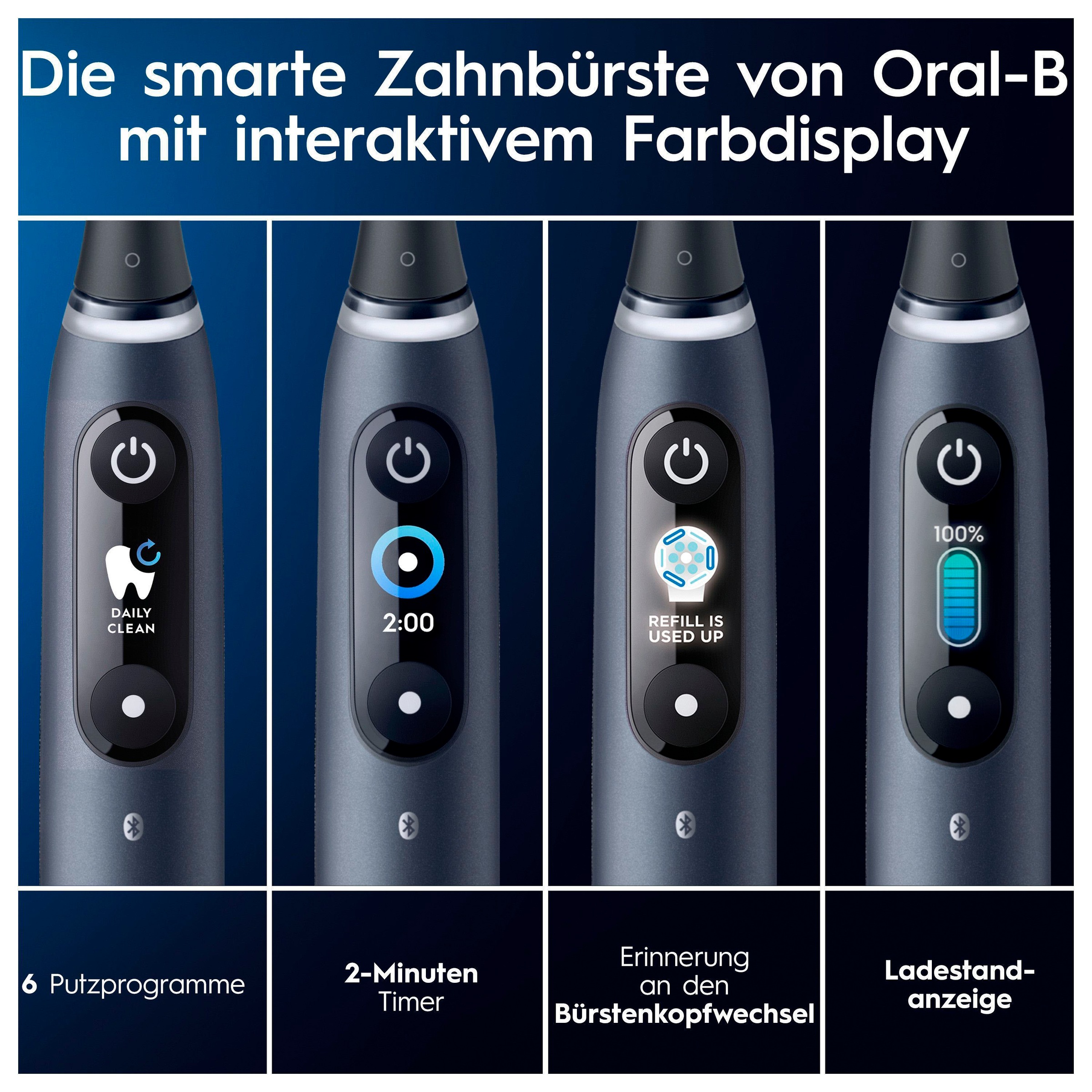 Oral-B Elektrische Zahnbürste »iO 8«, 2 St. Aufsteckbürsten, mit Magnet-Technologie, 6 Putzmodi, Farbdisplay & Reiseetui