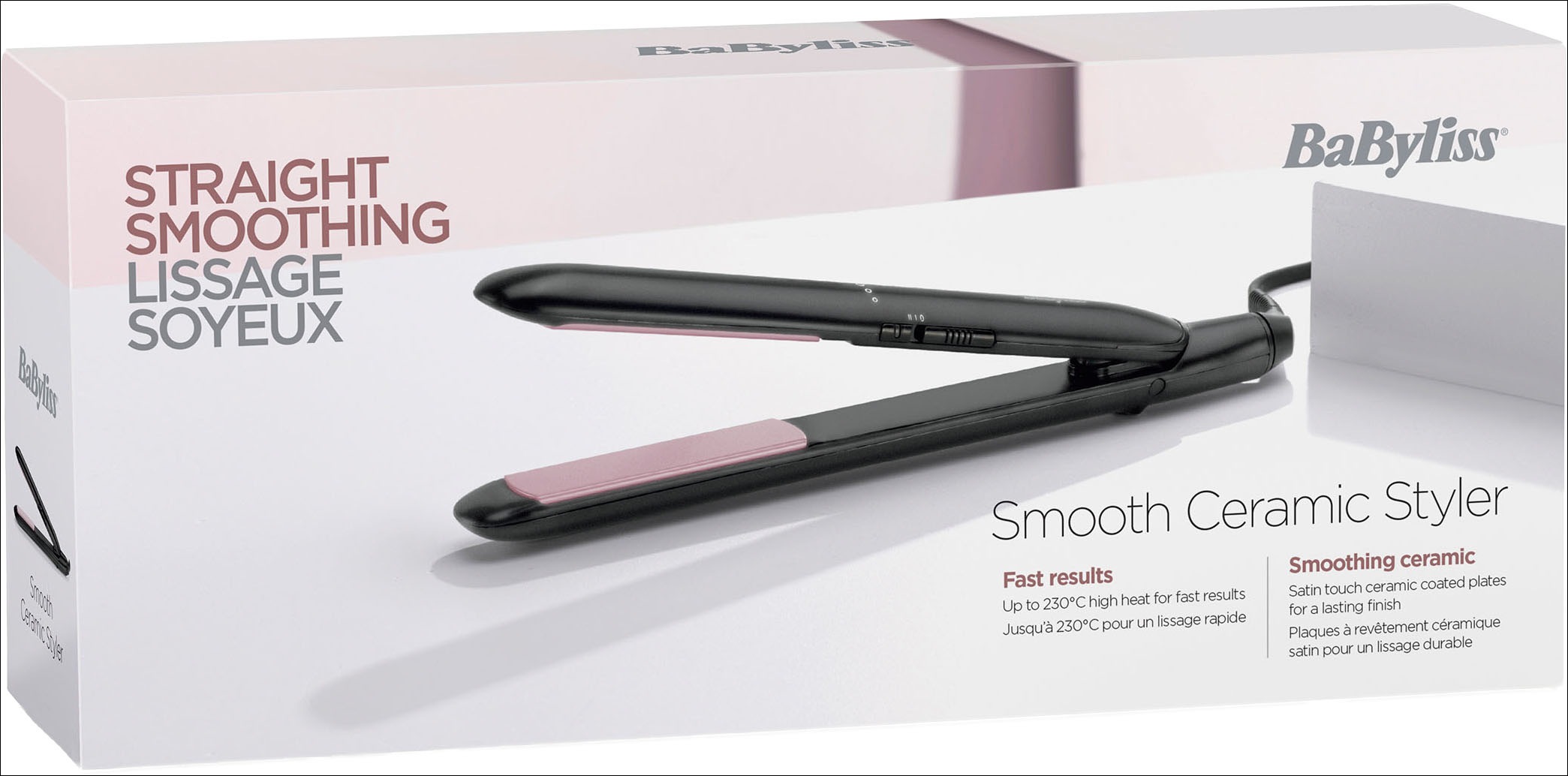 BaByliss Glätteisen »Smooth Ceramic 230 Glätteisen mit Keramikbeschichtung, ST241E« Universalspannung, 2 Temperaturen bis 230°C, schnelles Aufheizen