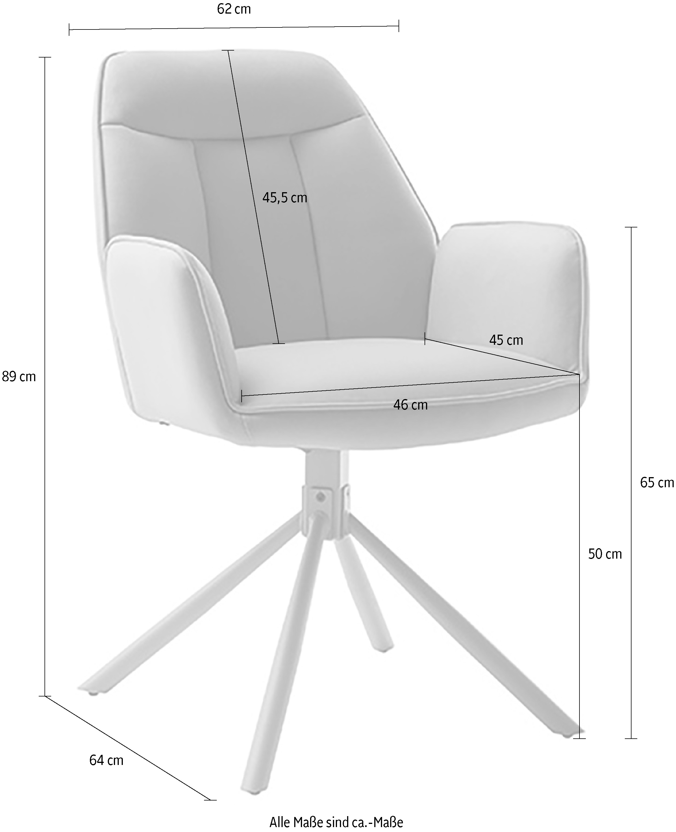 MCA furniture Armlehnstuhl »RAFAELA Esszimmerstuhl (2er Set) - Stuhl«, (Set), 2 St., Microfaser, 180° drehbar, Metall, Mikrofaser, belastbar 120 kg