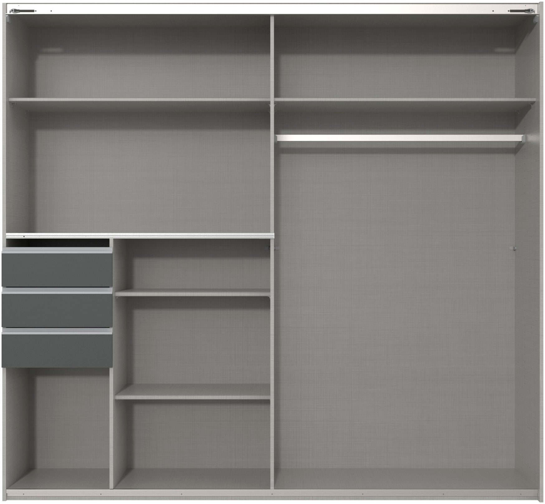Wimex Schwebetürenschrank »Saigon, mit kompletter Innenausstattung, Made in Germany«, Kleiderschrank 2-türig, 225cm breit, mit 3 praktischen Außenschubladen