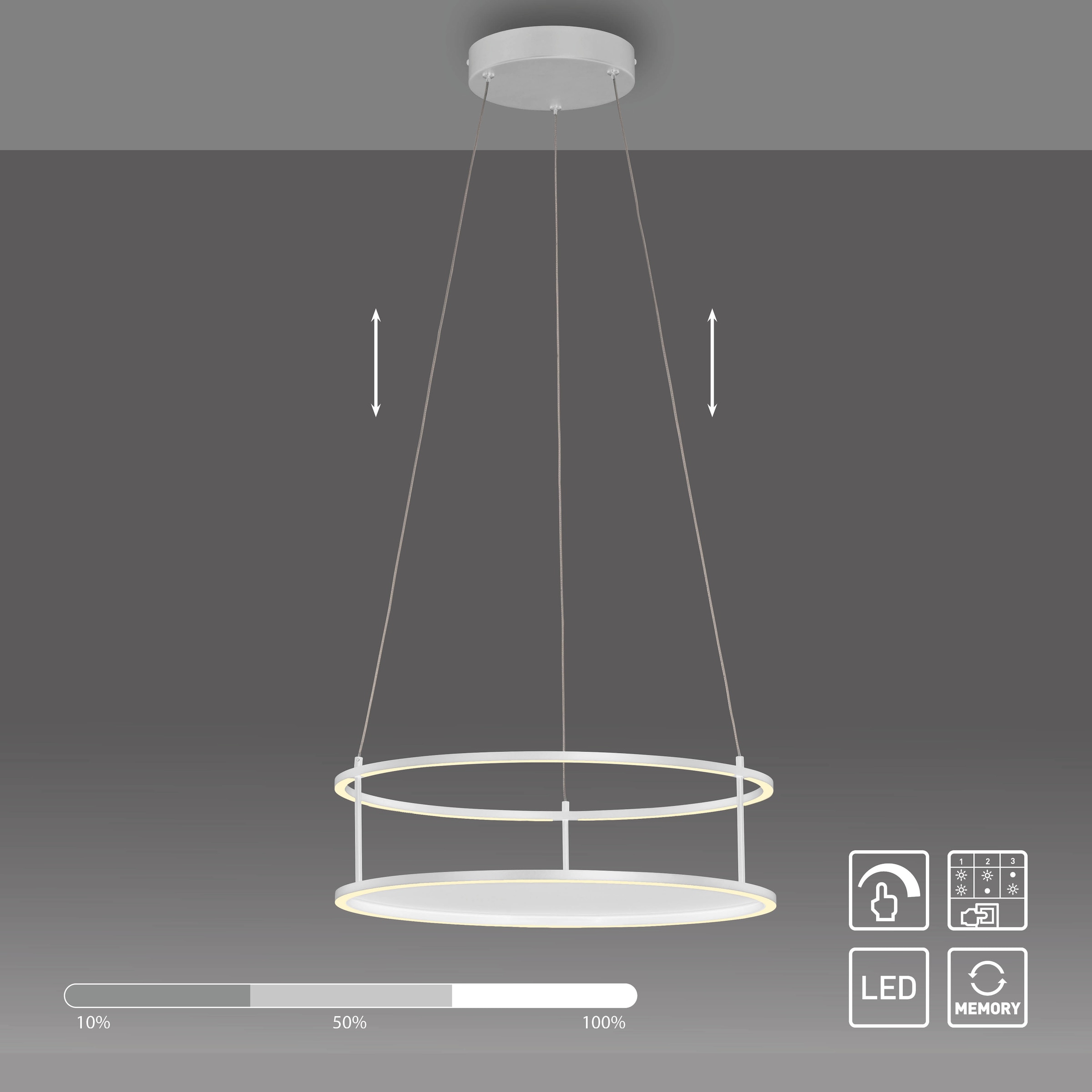 Paul Neuhaus LED Pendelleuchte »CONNI« LED-Board 1 Stk. Warmweiß Touchdimmer, separat schaltbar, Memoryfunktion, Deko-Ablagefläche