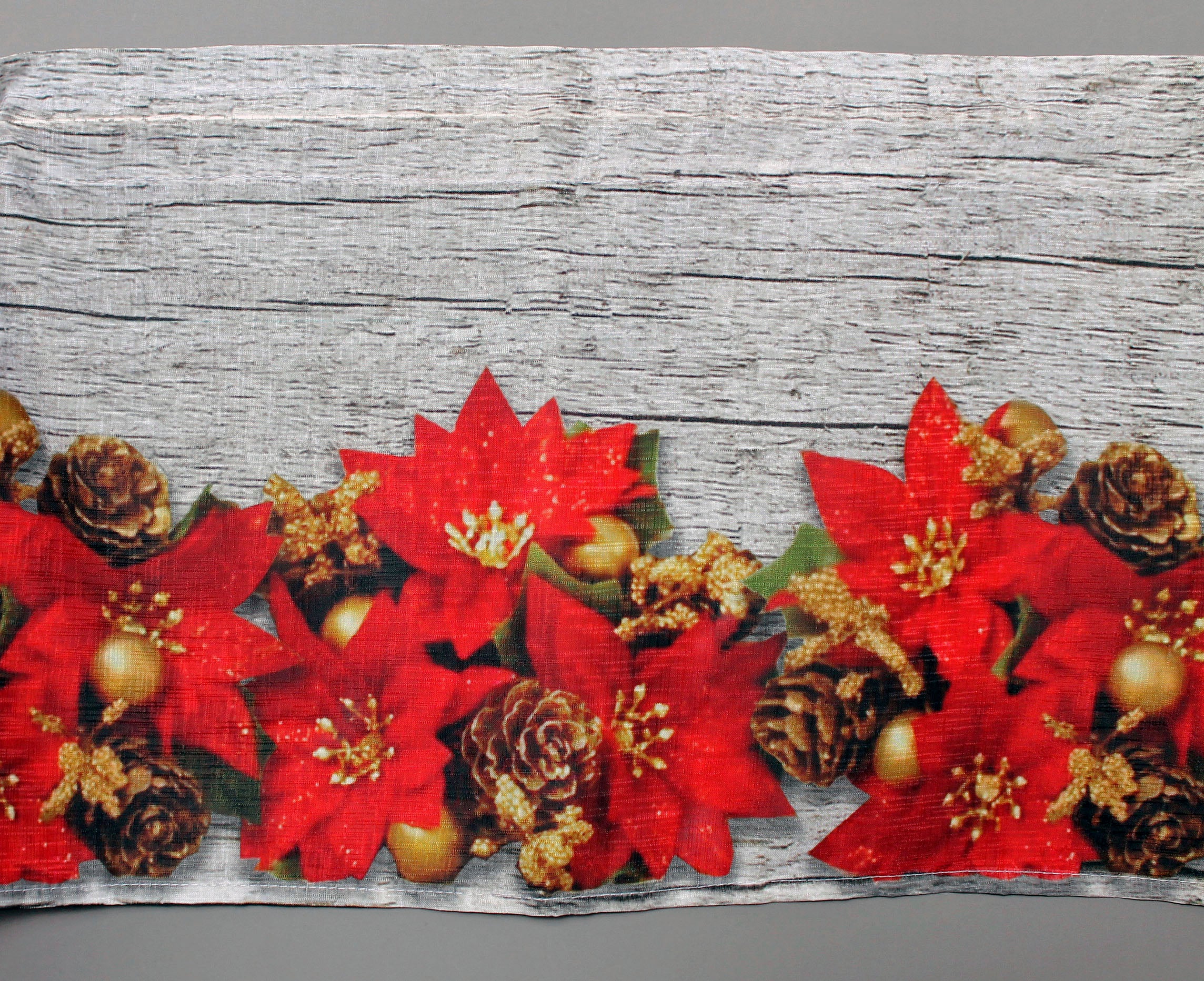 HOSSNER - ART OF HOME DECO Querbehang »Weihnachtsstern«, (1 St.), Hintergrund in Holzoptik