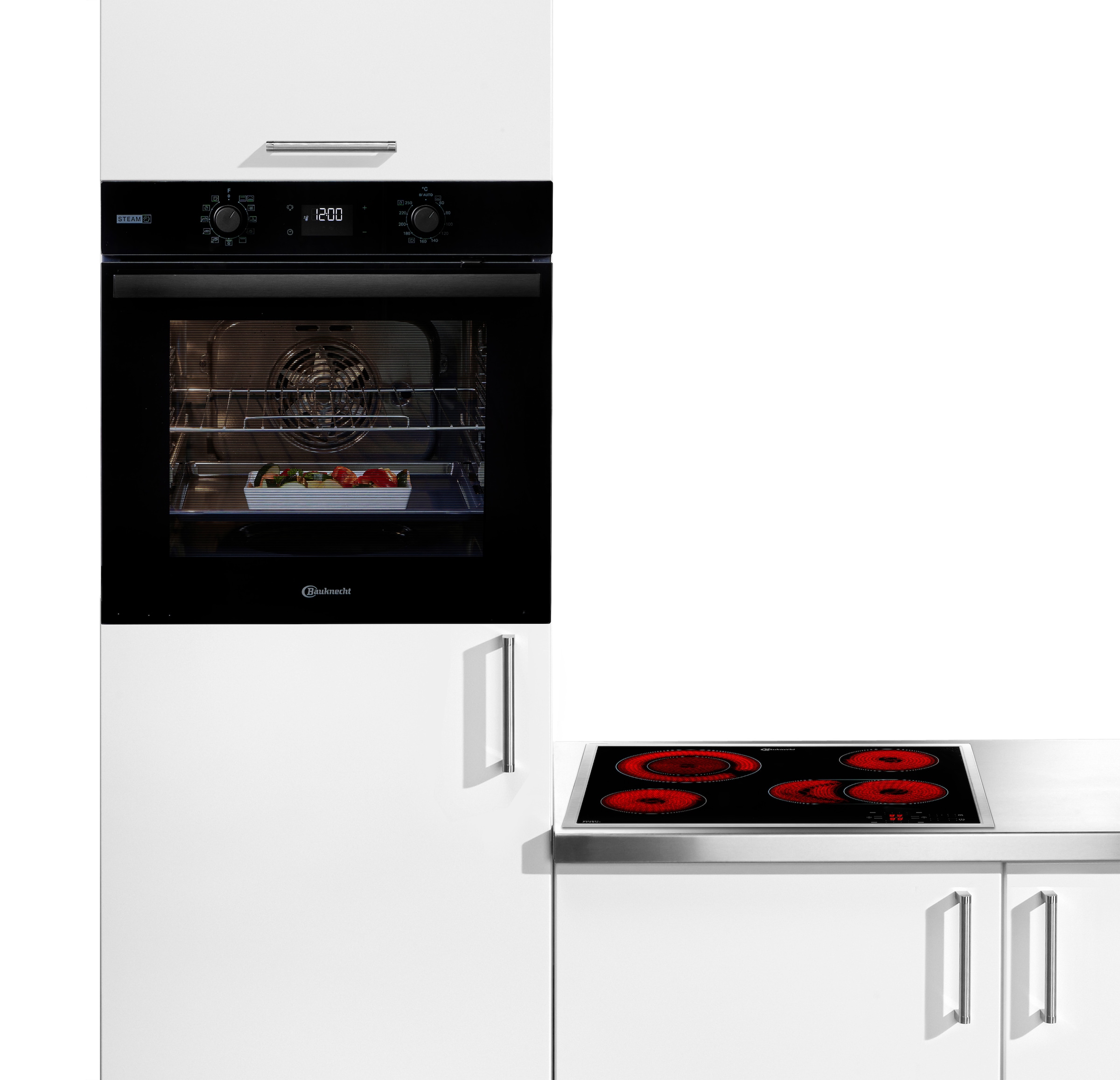 BAUKNECHT Backofen-Set »BAKO 760 Steam BL« mit 1-fach-Teleskopauszug Set, 2 Stk. tlg. GentleSteam - für ein saftiges Inneres und ein knuspriges Äußeres