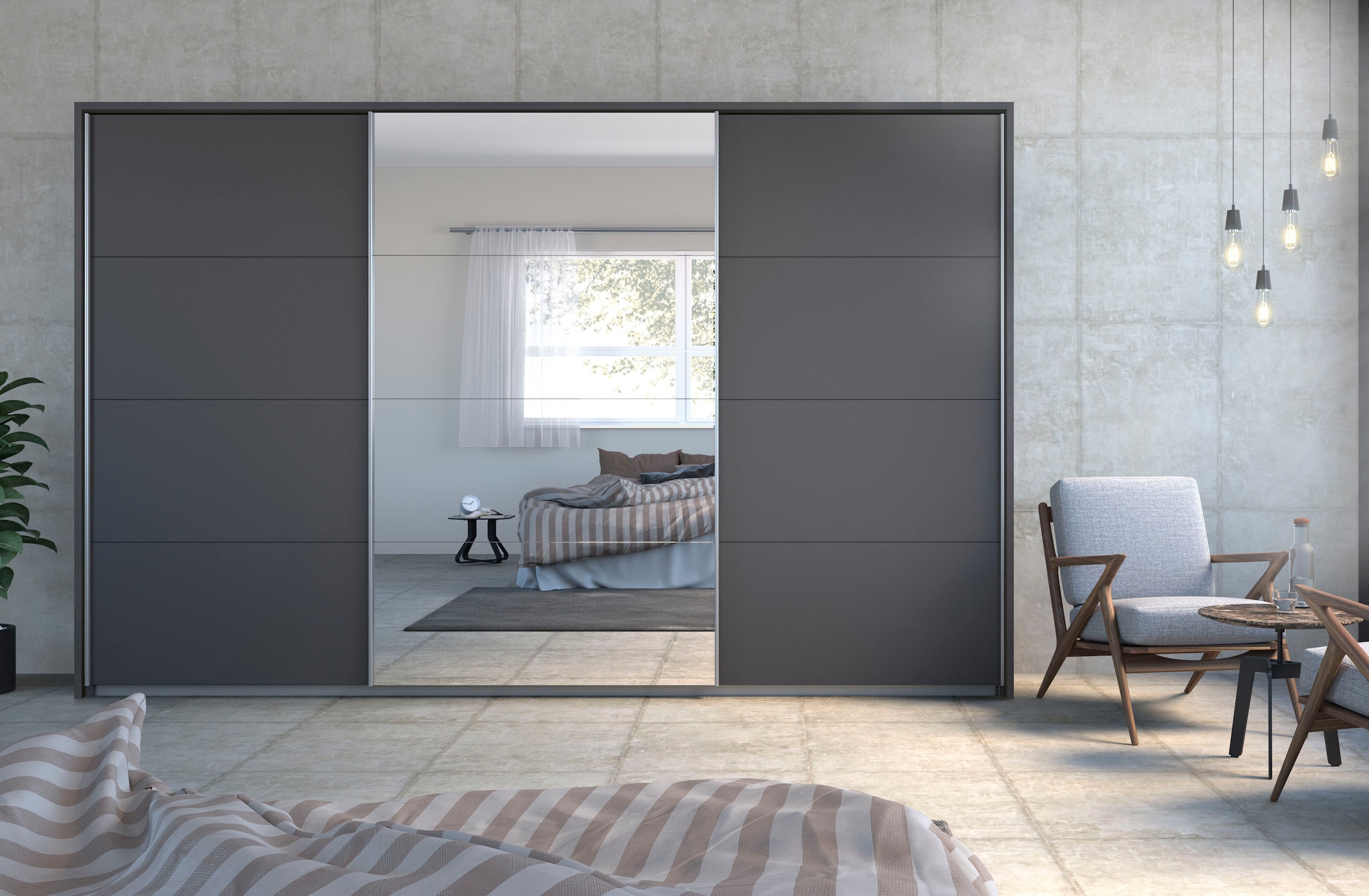 rauch Schwebetürenschrank »Kleiderschrank Schrank Garderobe Wäscheschrank TOMA mit Passepartout«, inkl. Regaleinsatz sowie zusätzlichen Einlegeböden MADE IN GERMANY