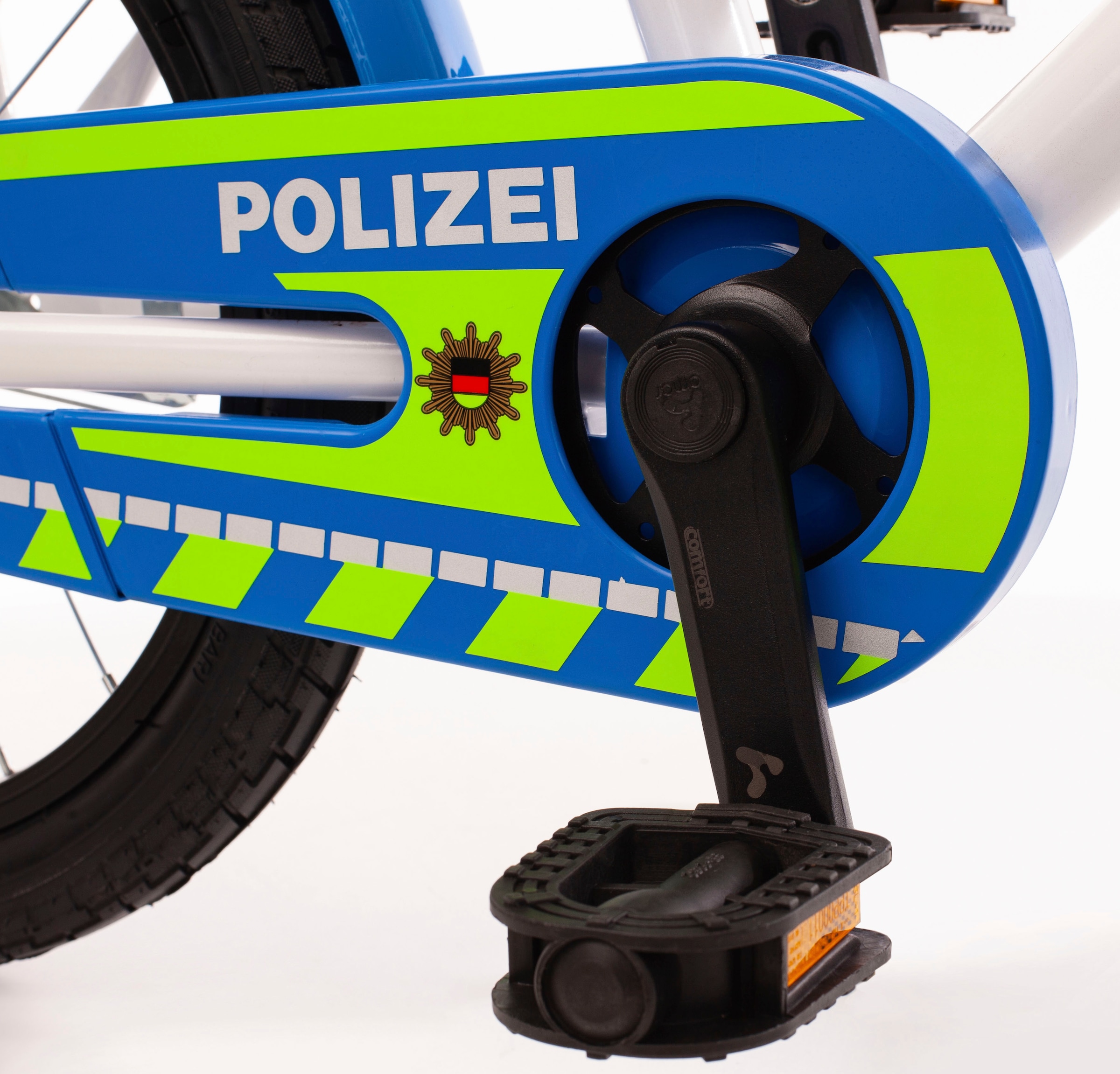 Bachtenkirch Kinderfahrrad »Kinderfahrrad "POLIZEI" kristall-weiß/blau/neon«, 1 Gang, ohne Schaltung