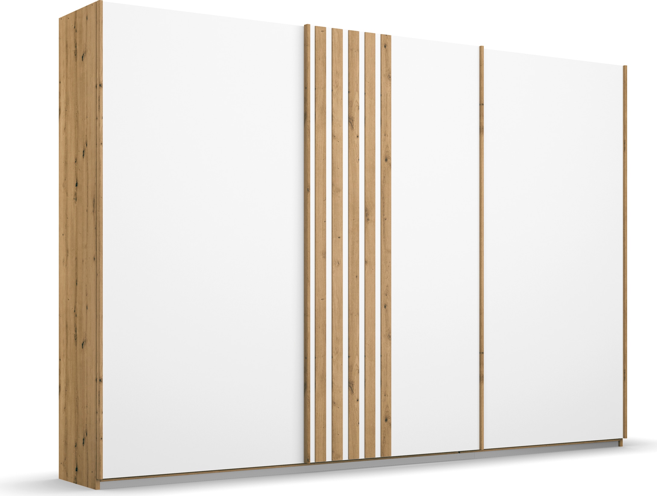 rauch Schwebetürenschrank »Kleiderschrank Schrank Garderobe MOSBACH«, moderne Lamellen-Auflage in 3D Akustikpaneel Optik MADE IN GERMANY
