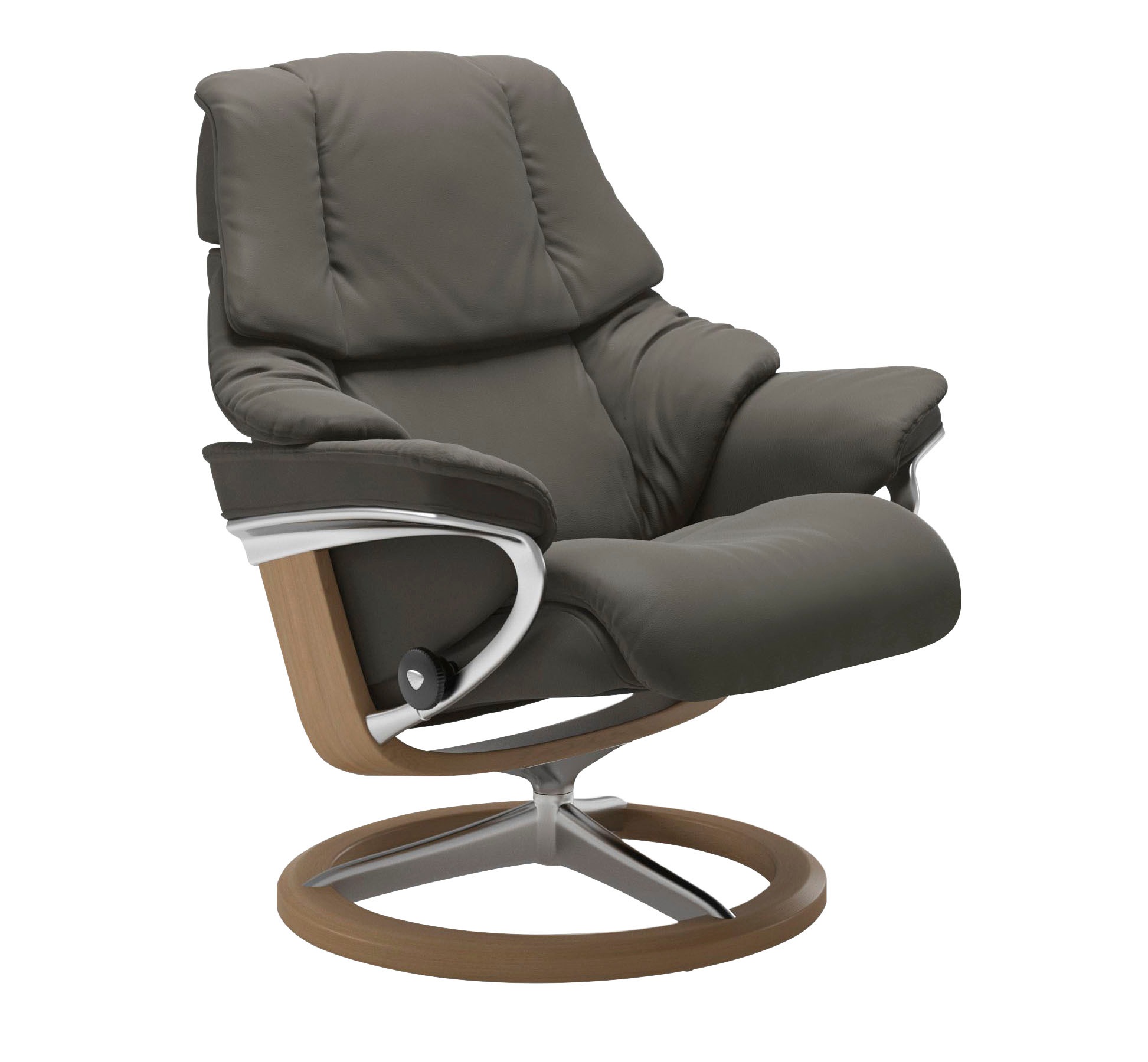 Stressless® Relaxsessel »Reno«, (Set, Relaxsessel mit Hocker), mit Hocker, mit Signature Base, Größe S, M & L, Gestell Eiche
