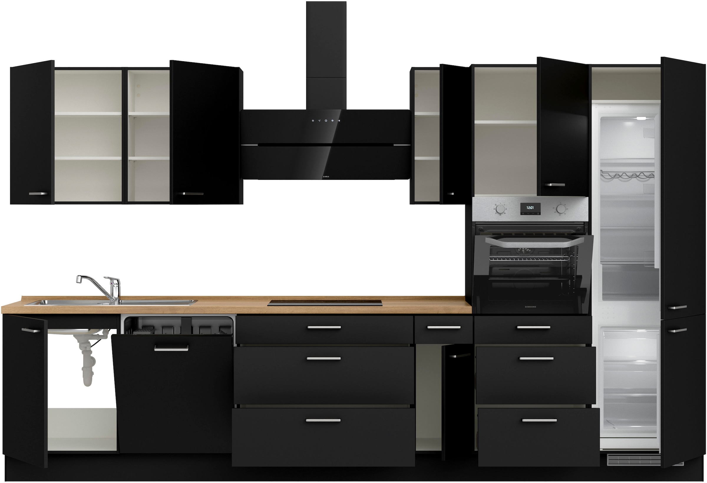 nobilia® Küchenzeile »"Touch II"«, vormontiert, Ausrichtung wählbar, Breite 360 cm, wahlw. mit E-Geräten