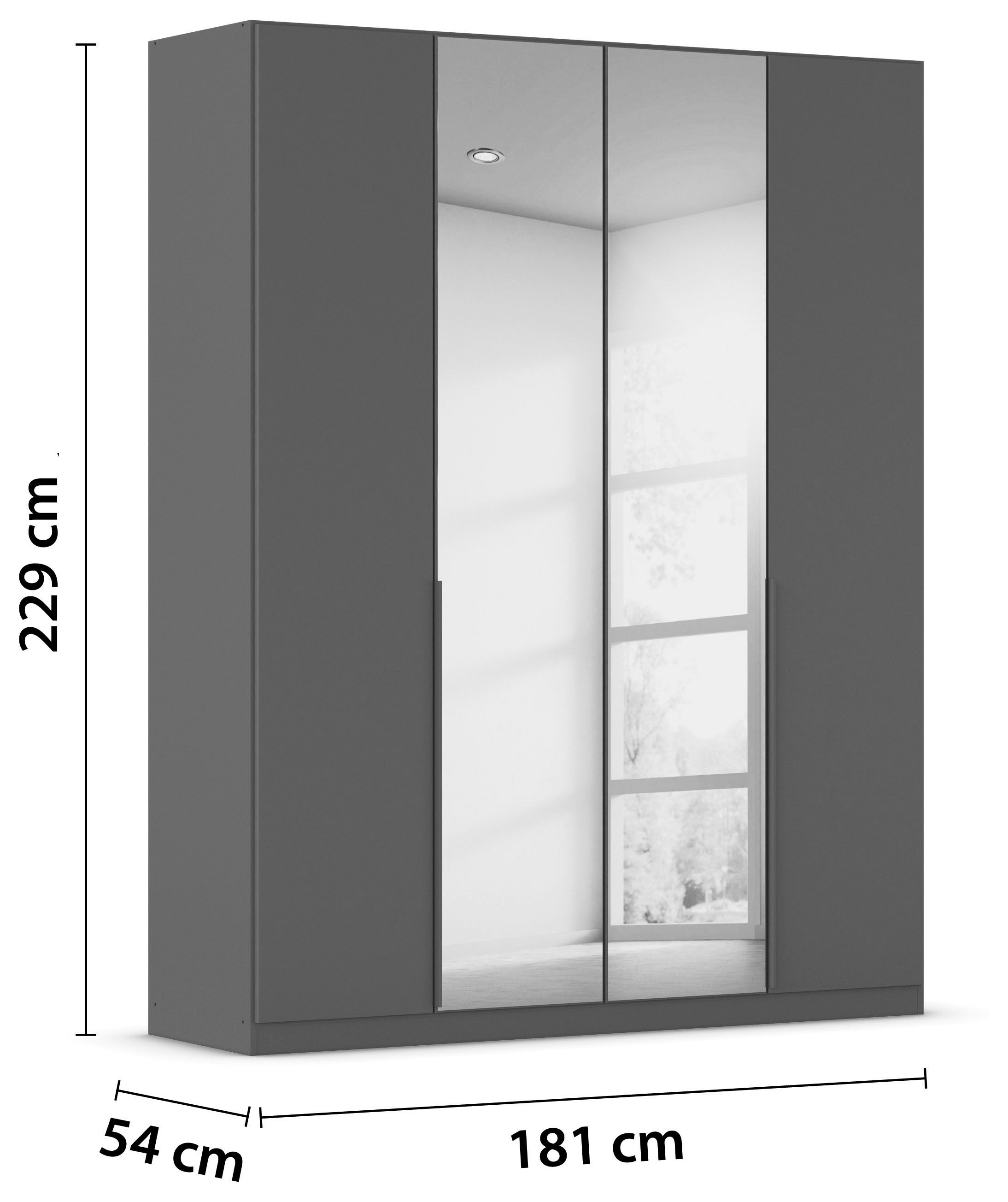 rauch Drehtürenschrank »Kleiderschrank Schrank Garderobe AGORDO mit Dekor- oder Hochglanzfront«, (in zwei Griff-Farben), durchdachte Innenausstattung, in 6 Breiten und 2 Höhen MADE IN GERMANY