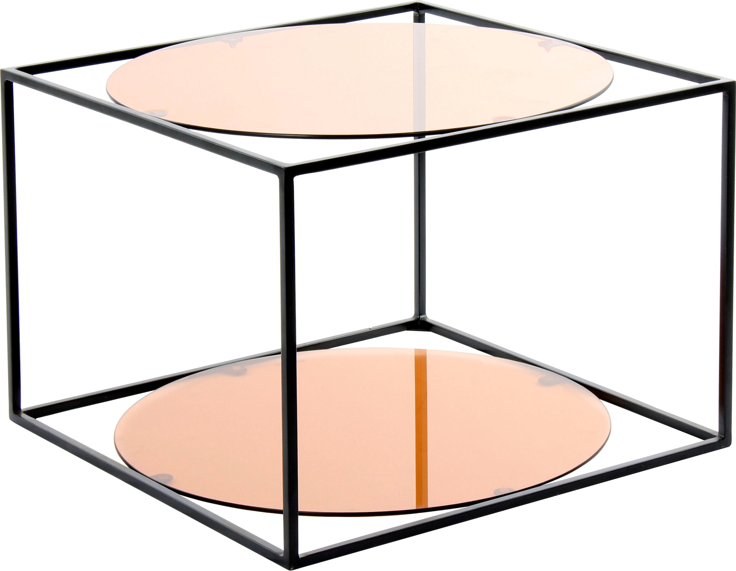 Kayoom Beistelltisch »Cody, Beistelltisch in Würfelform, offenes, modernes Design«, (1 St.), moderne Kubusform mit runden Ablageflächen aus Glas