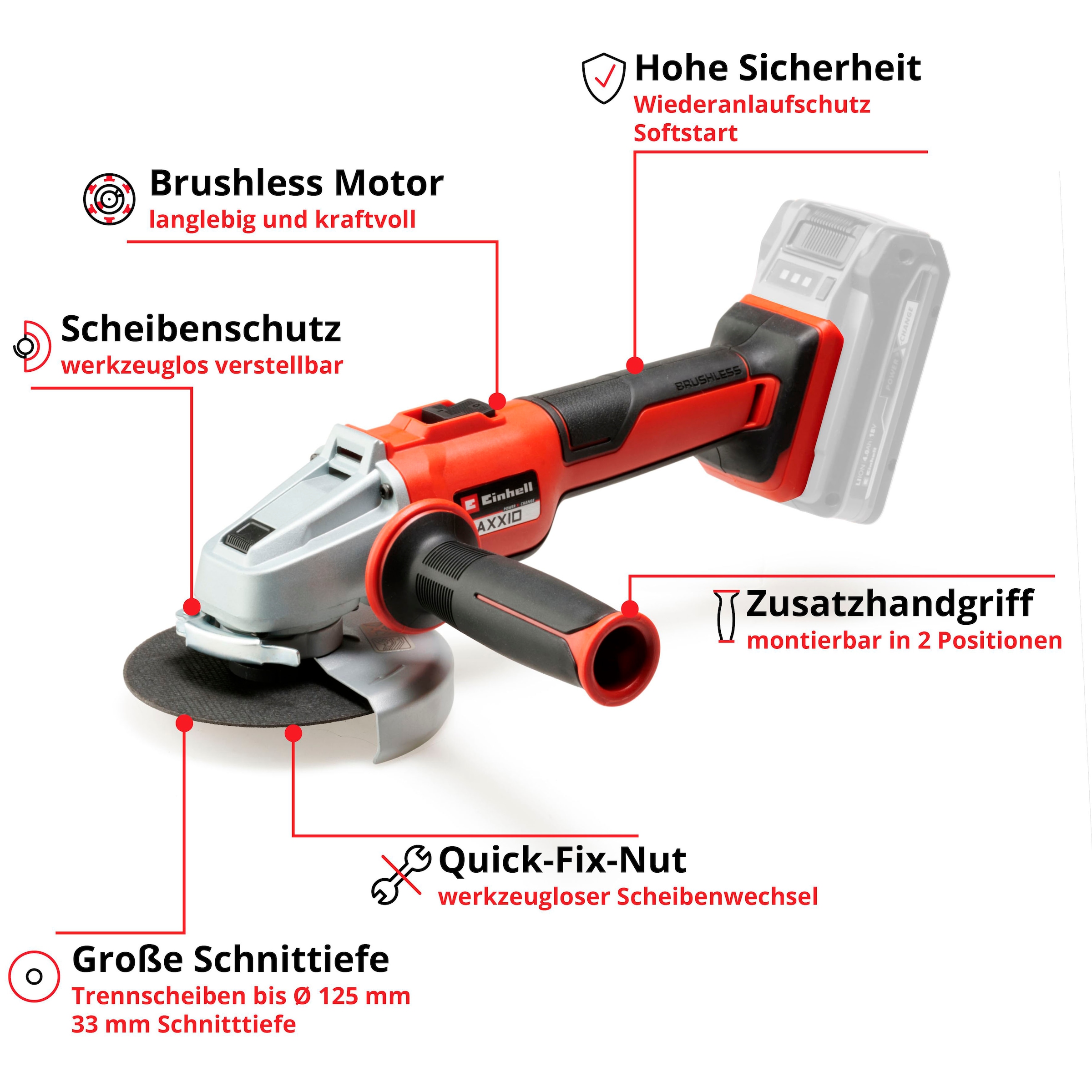 Einhell Akku-Winkelschleifer »AXXIO 18/125«, ohne Akku und Ladegerät
