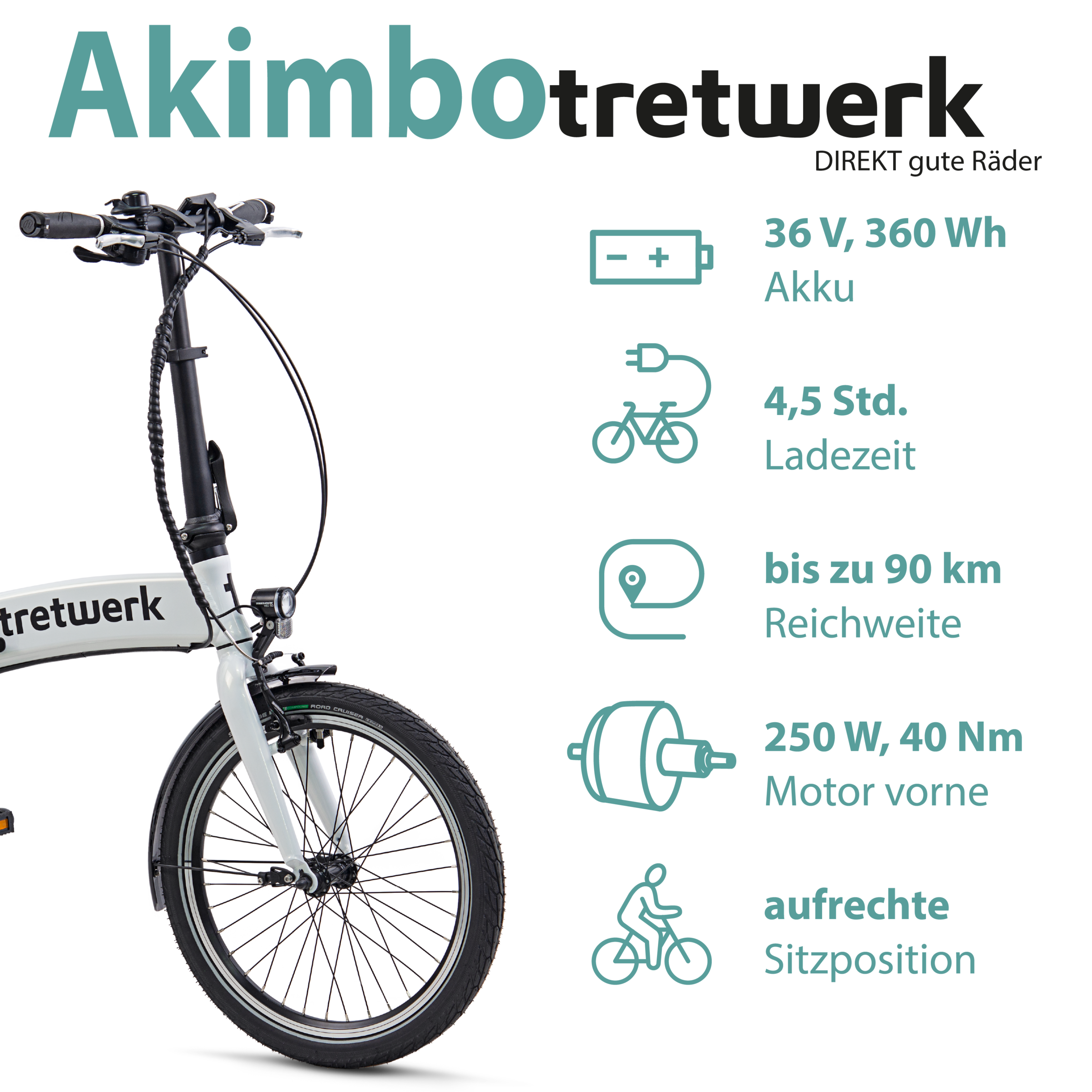 Tretwerk »Akimbo« 8 Gang Shimano Acera M3020 SGS Schaltwerk Kettenschaltung Heckmotor 250 W Pedelec, Elektrofahrrad für Damen u. Herren