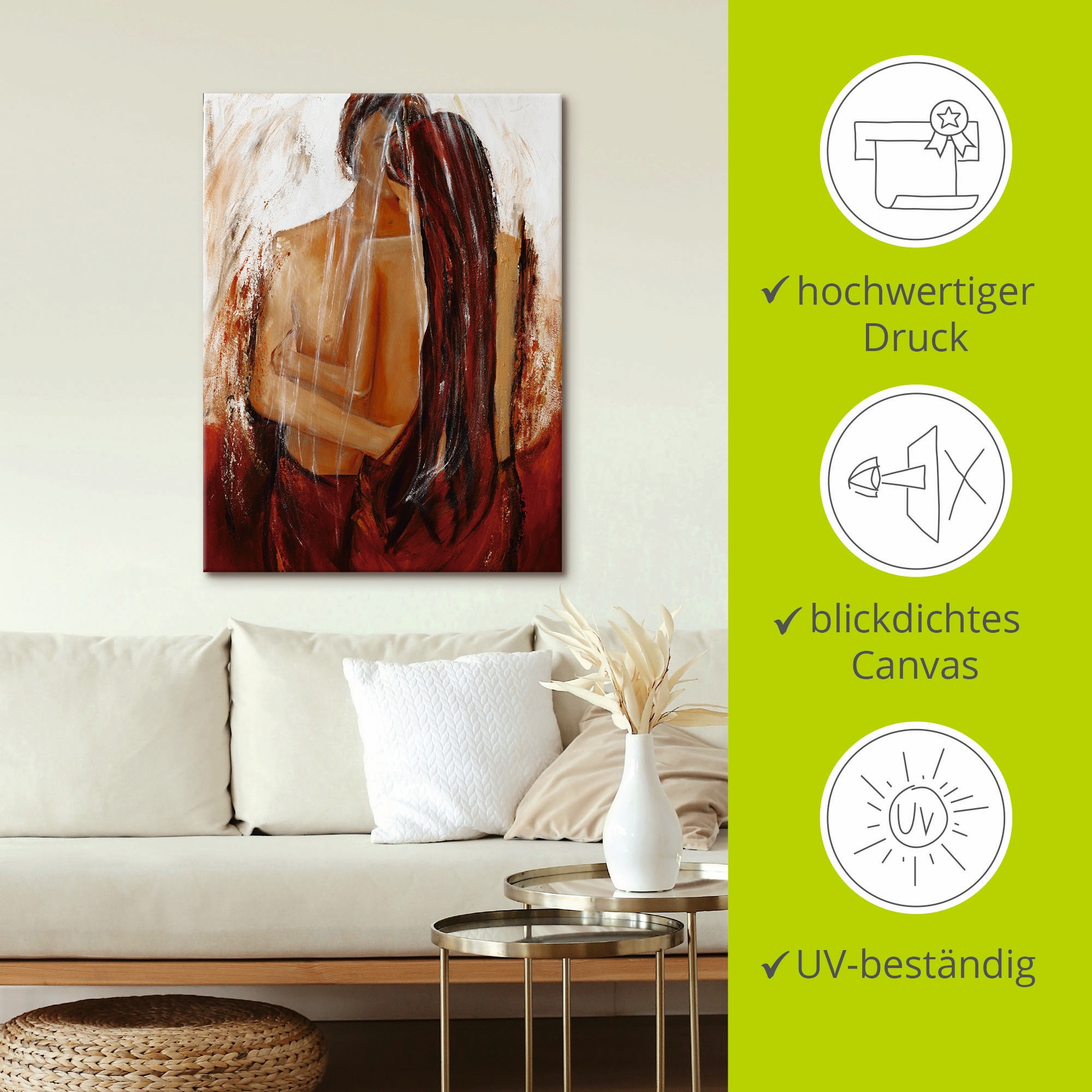 Artland Wandbild »Liebespaar in rot«, Paar, (1 St.), als Leinwandbild, Poster, Wandaufkleber in verschied. Größen
