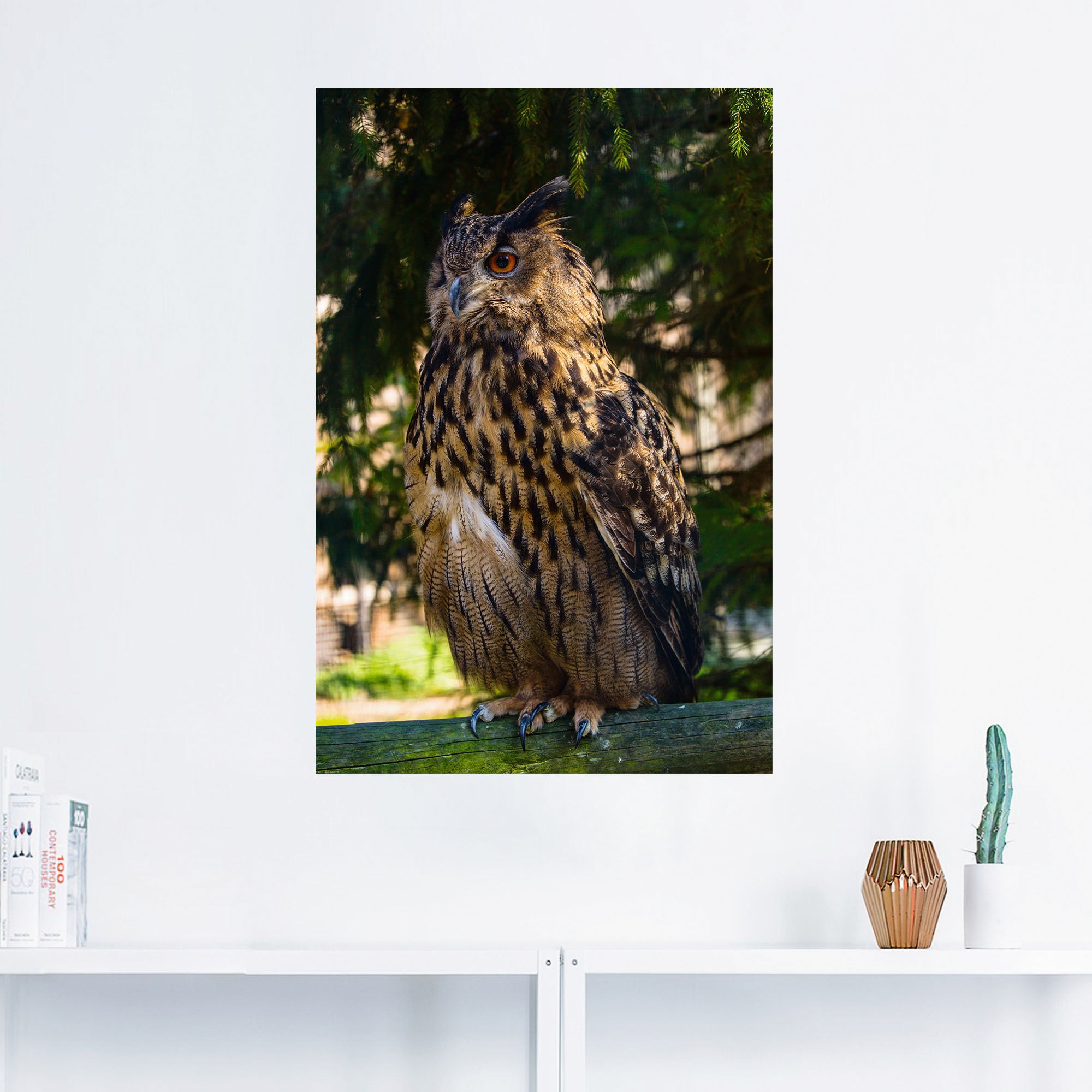 Artland Wandbild »Ein Uhu im Wald«, Eulen, (1 St.), als Alubild, Leinwandbild, Wandaufkleber oder Poster in versch. Größen