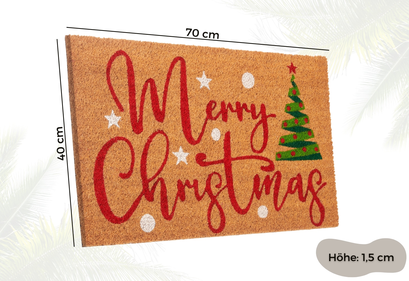 HANSE Home Fußmatte »Kokos Merry Christmas Tree, Türmatte«, rechteckig, 15 mm Höhe, Schmutzfangmatte, Rutschfest, Outdoor, Weihnachten, Kokosmatte, Flur