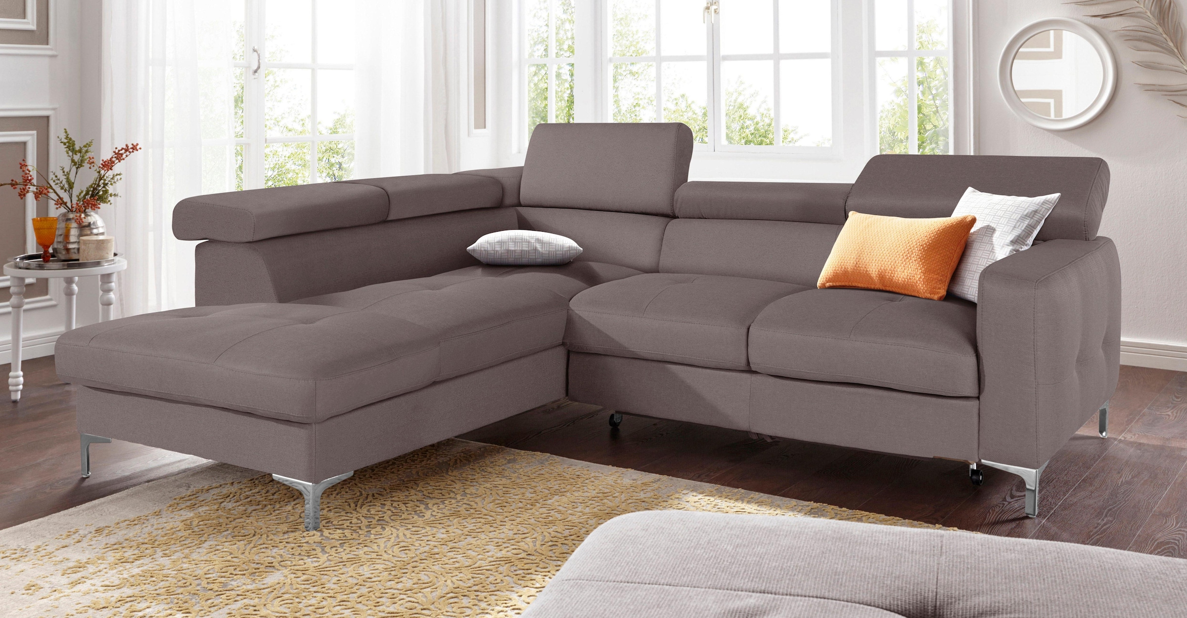 COTTA Ecksofa »Sammy L-Form«, mit Kopfteilverstellung, wahlweise mit Bettfunktion & Bettkasten