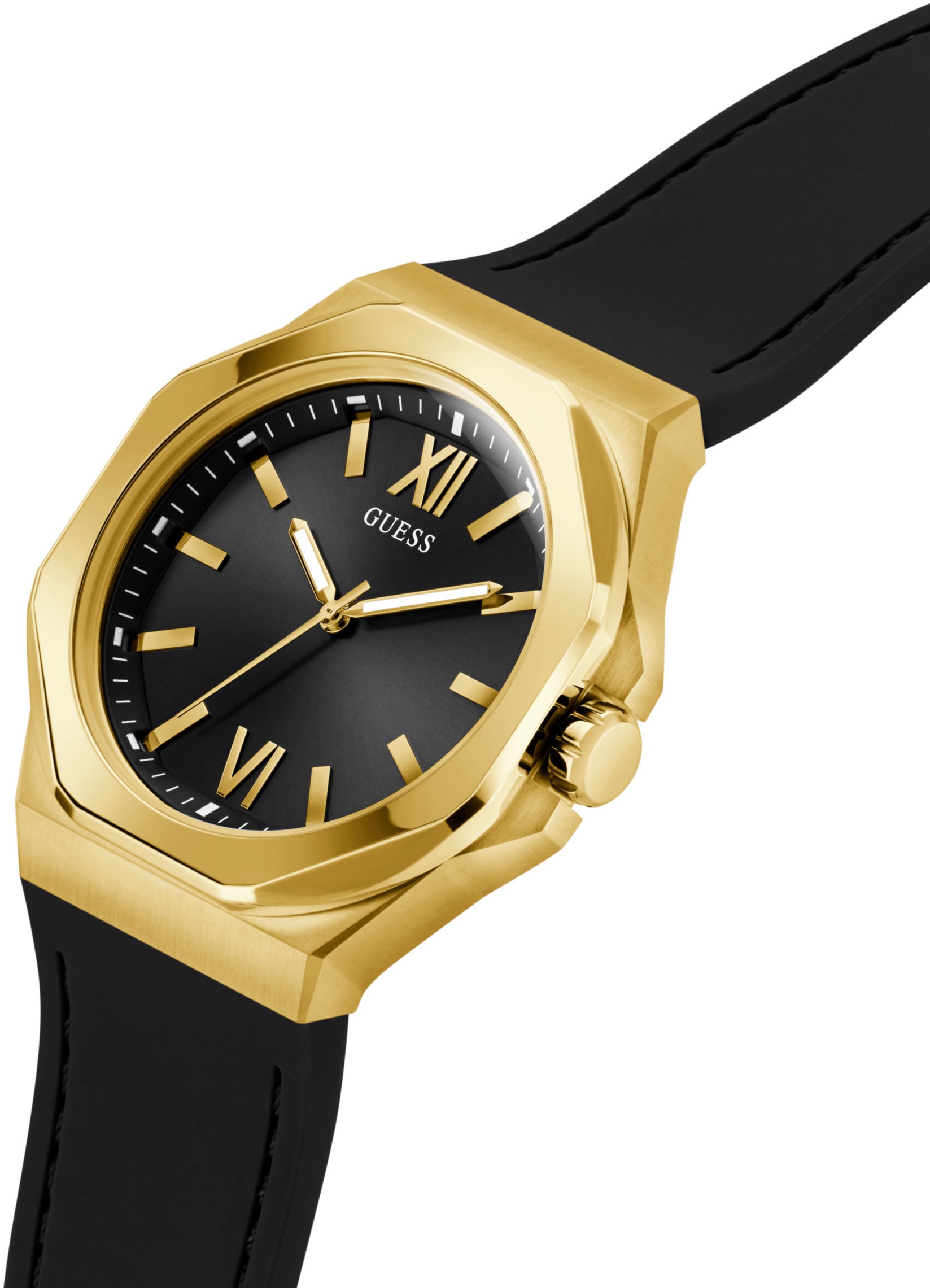 Guess Quarzuhr »EMPEROR«, Armbanduhr, Herrenuhr, Silikonarmband, Geschenkidee, analog