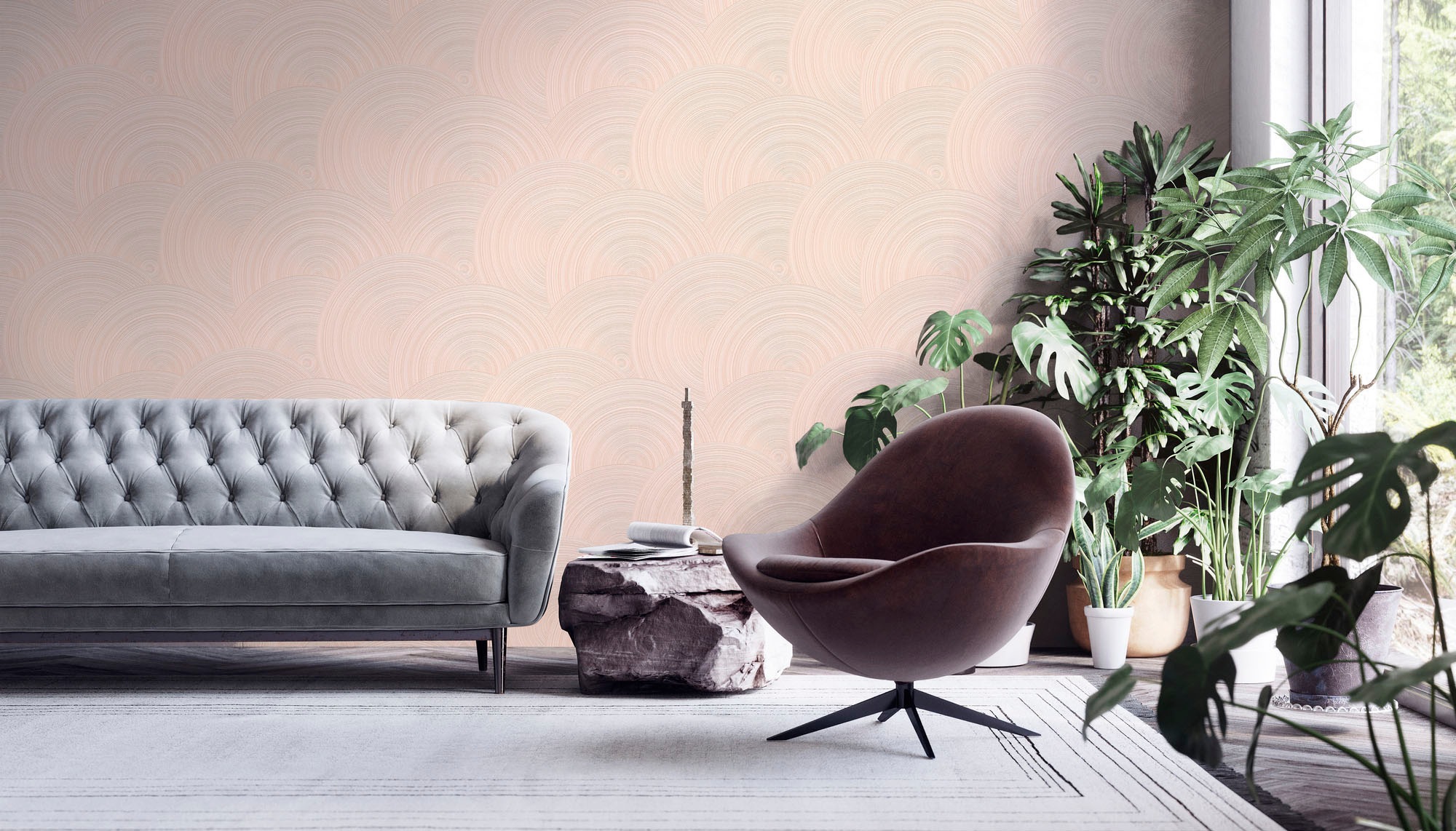 living walls Vliestapete »My Home My Spa« 3D-Optik | Glitzermuster | gemustert strukturiert Kreise Tapete 3D Effekt Tapeten Wohnzimmer Schlafzimmer Küche Flur