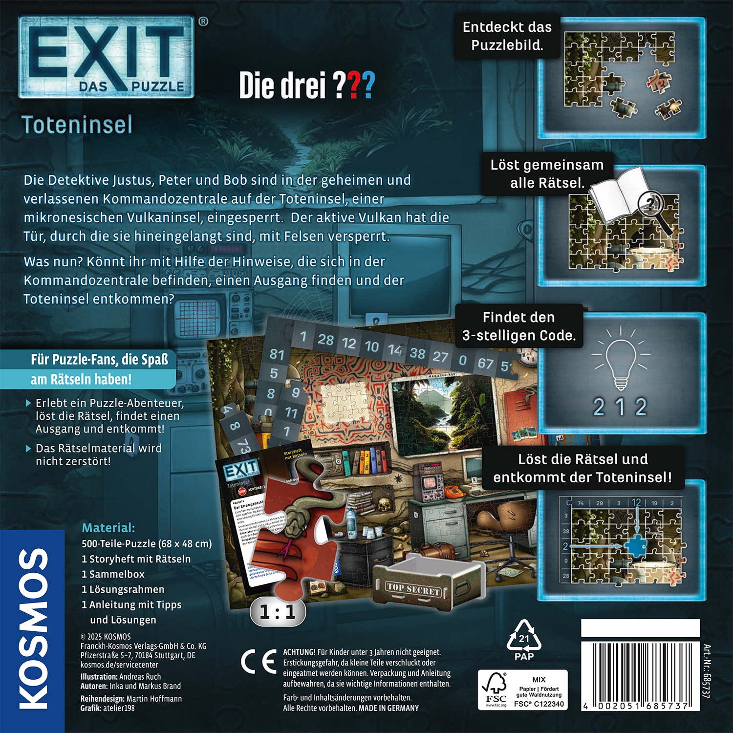 Kosmos Puzzle »EXIT® Das Puzzle Die drei ??? Toteninsel« Made in Germany