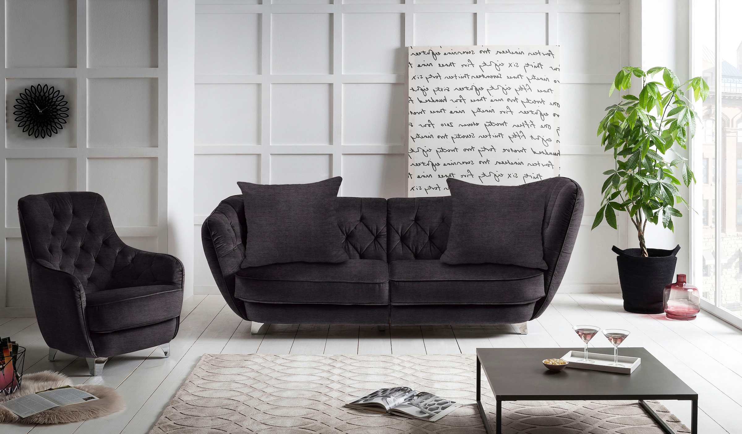 Leonique Big-Sofa »Retro«, stylischer Hochlehner
