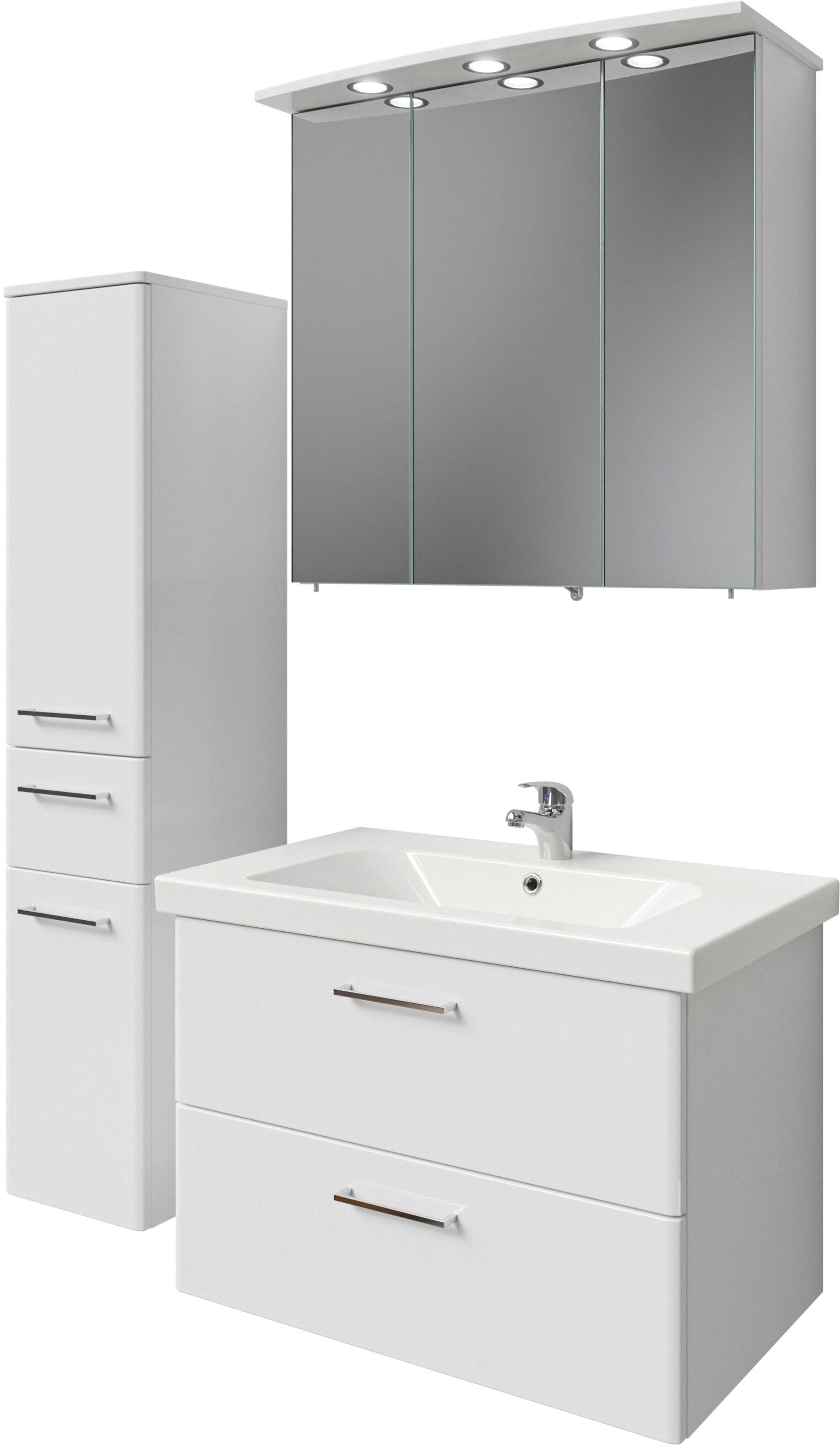 Saphir Badmöbel-Set »Quickset 316 3-teilig, Keramikwaschtisch mit LED-Spieg günstig online kaufen