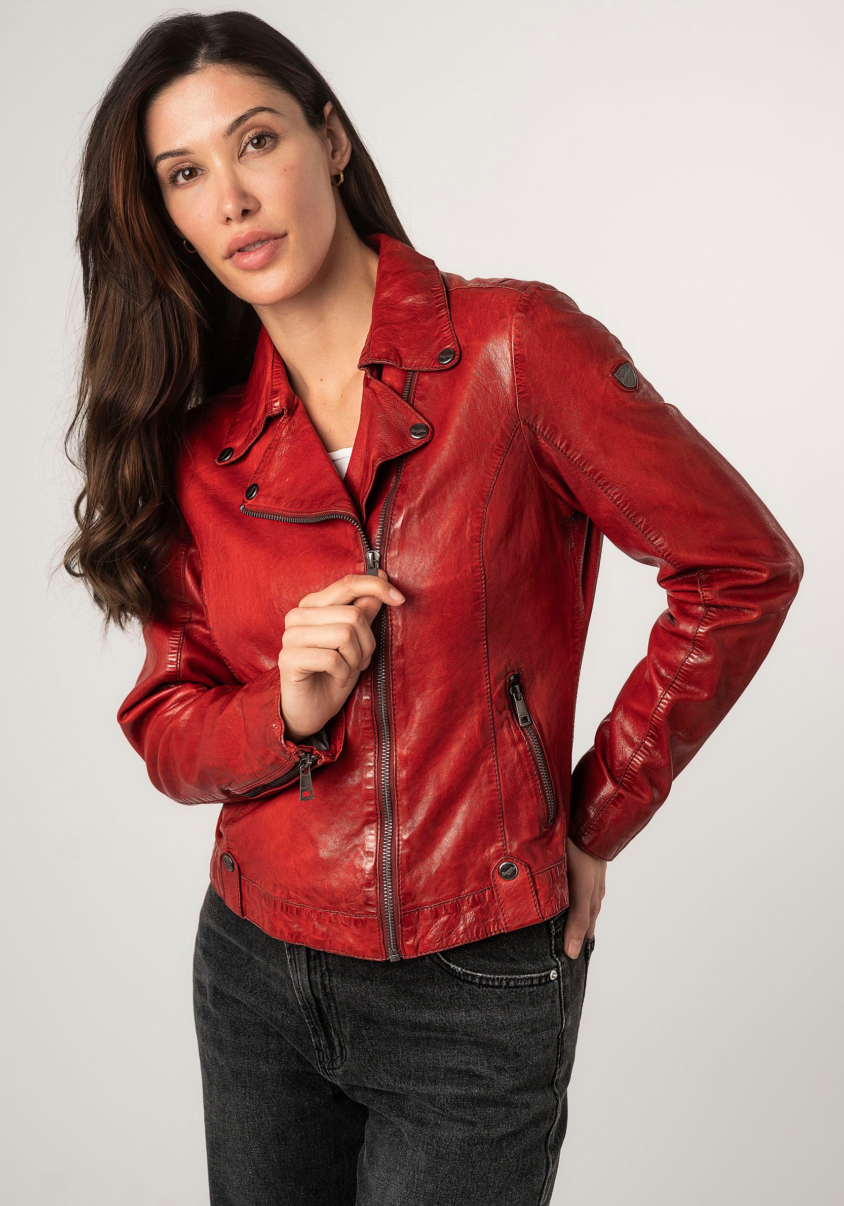 Mauritius Lederjacke »MWFayola«, mit Umlegekragen