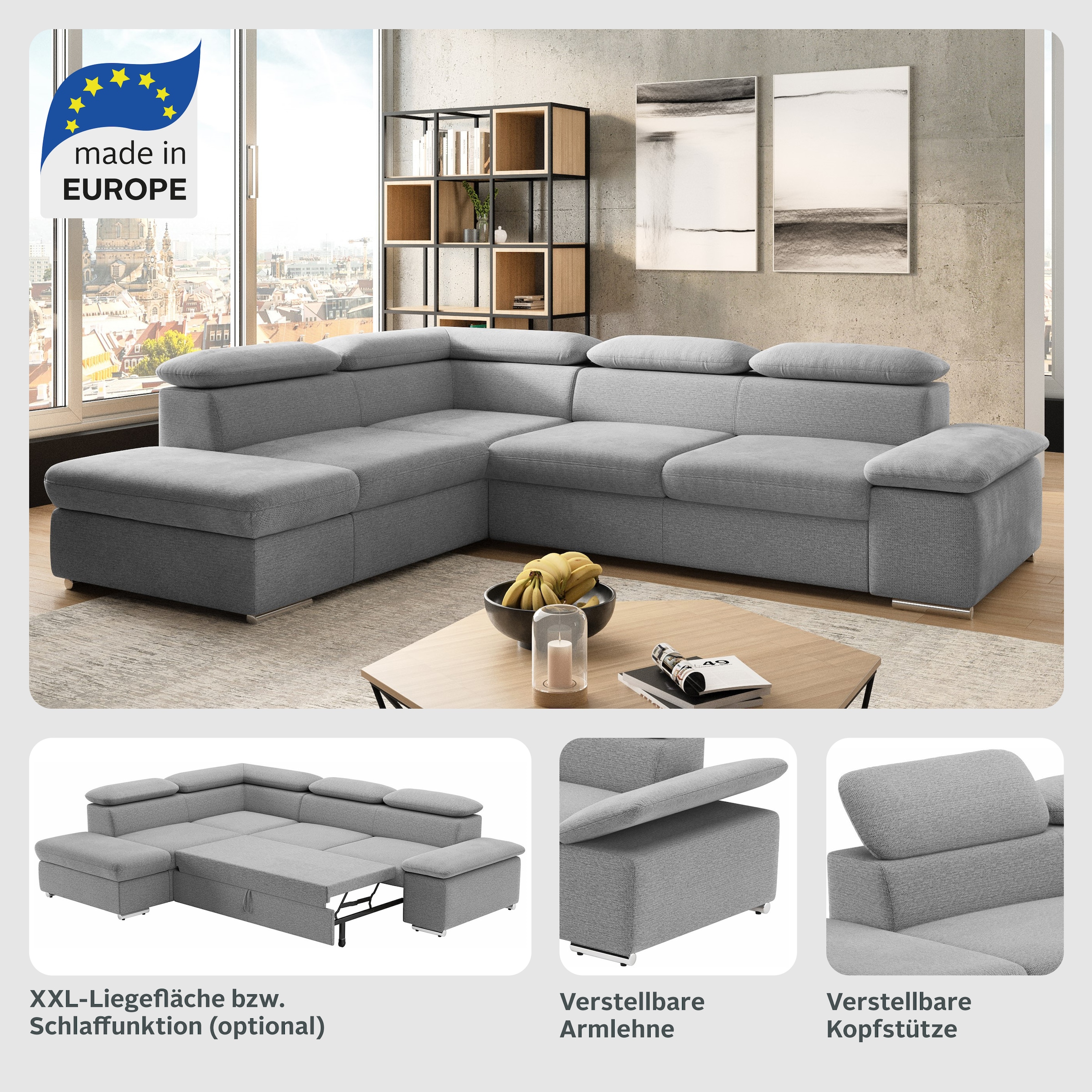 sit&more Ecksofa "Valantine L-Form", inkl. Kopf- und Armteilverstellung, wa günstig online kaufen