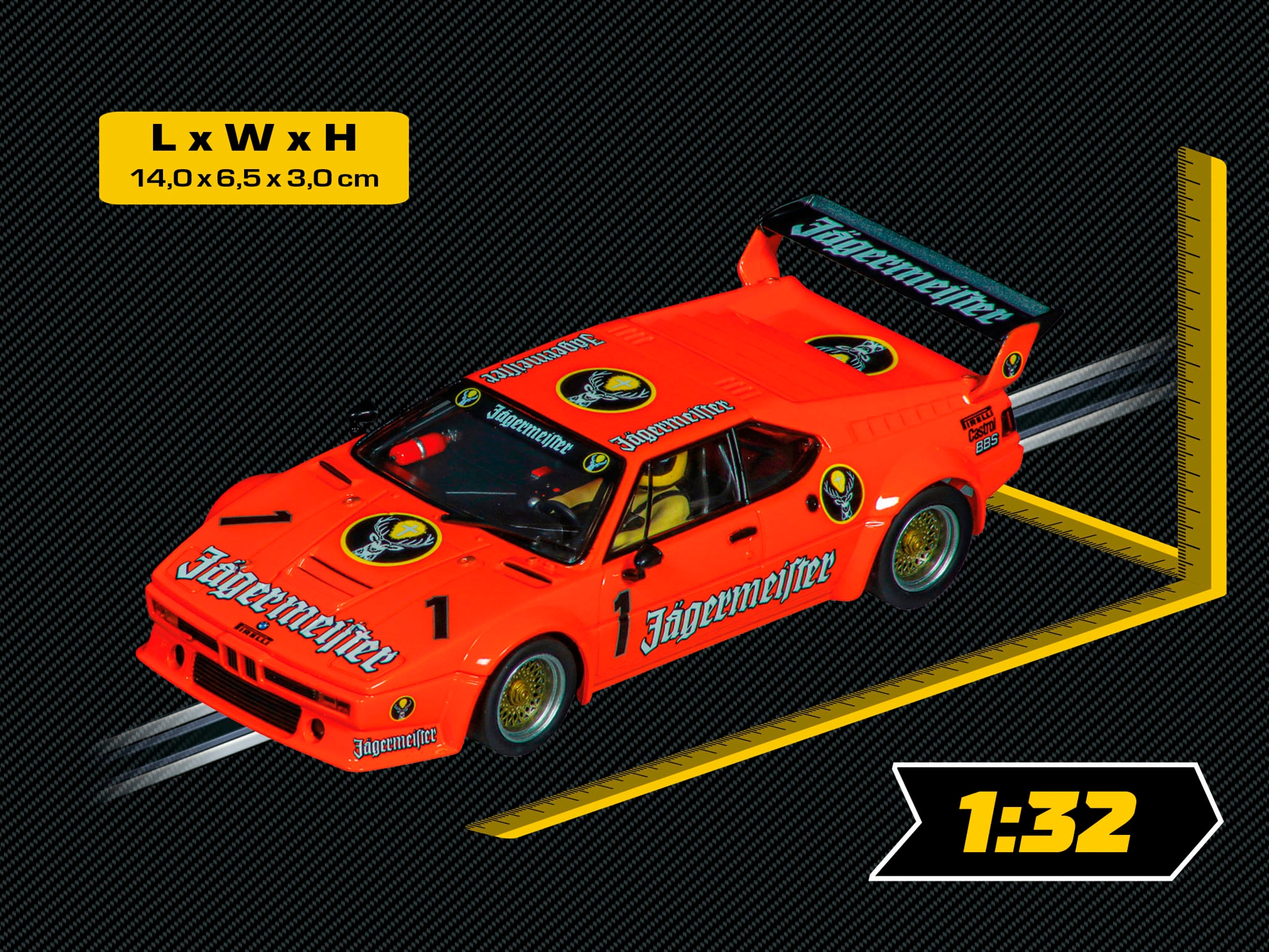 Carrera® Rennbahn-Auto »BMW M1 Procar "Jägermeister Racing Team, No.1"«, Maßstab 1:32; mit Lichteffekt