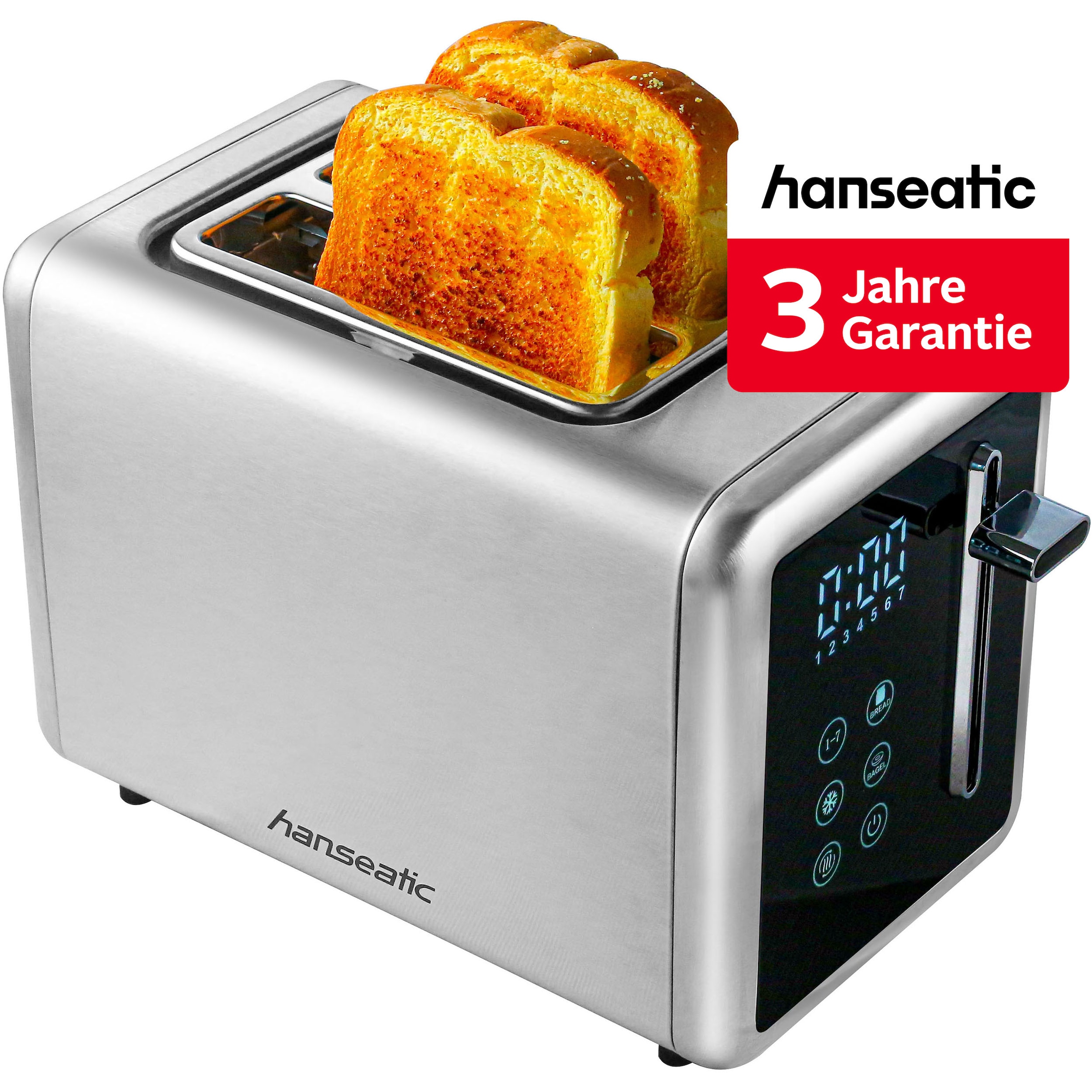 Hanseatic Toaster »HT9007BD, mit Brötchenaufsatz« 2 kurze Schlitze 900 W inkl. 3 Jahre Herstellergarantie
