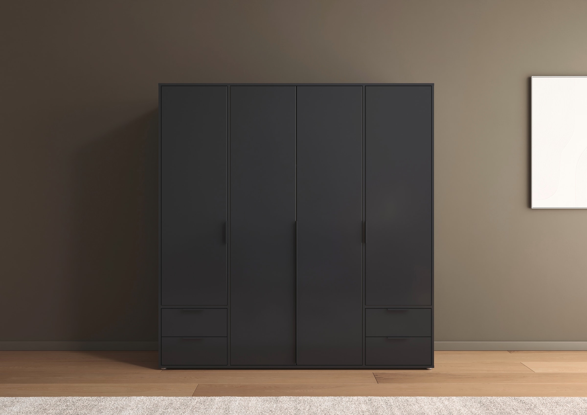 rauch Drehtürenschrank »Kleiderschrank Schrank Garderobe Wäscheschrank NAGATA viel Stauraum«, (in 3 verschiedenen Ausstattungen BASIC/CLASSIC/PREMIUM), mit Schubladen sowie Stangengriffen TOPSELLER MADE IN GERMANY