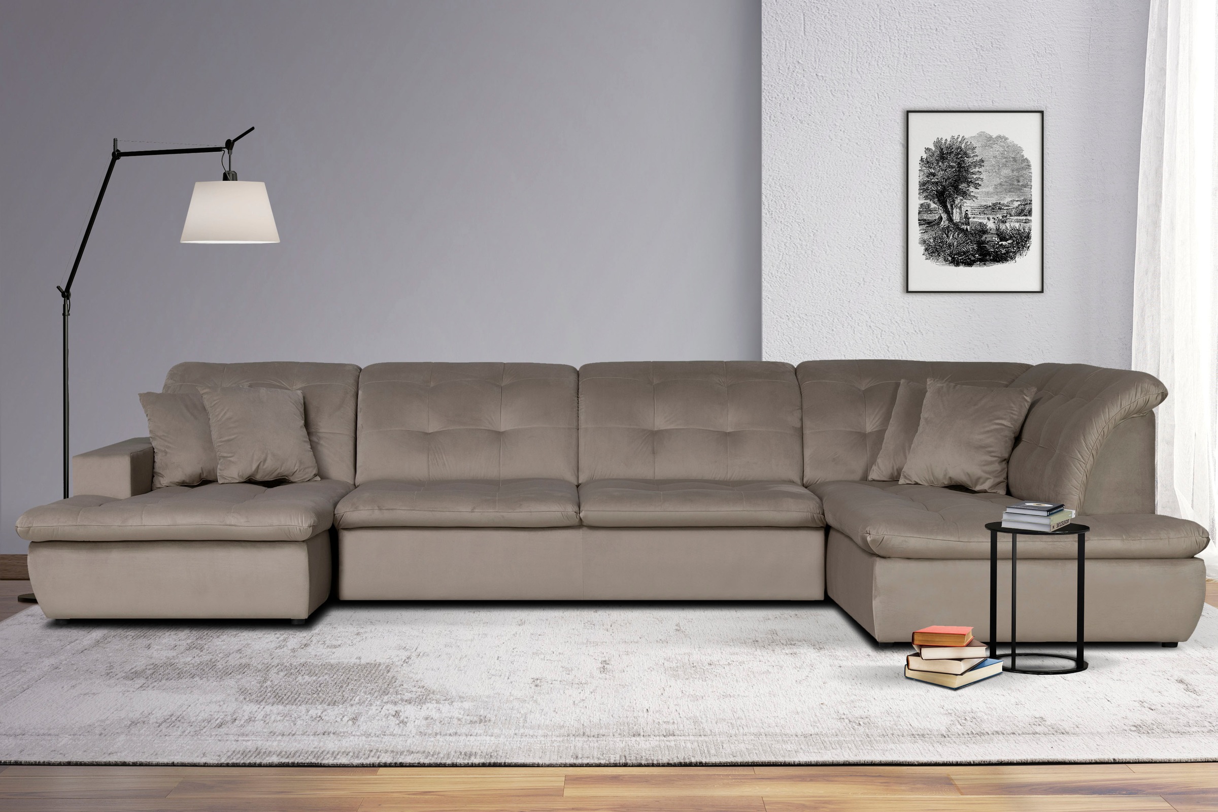 INOSIGN Wohnlandschaft »BRISBANE NEU U-Form«, mit feiner Steppung, Matten-Optik, incl. Zierkissen