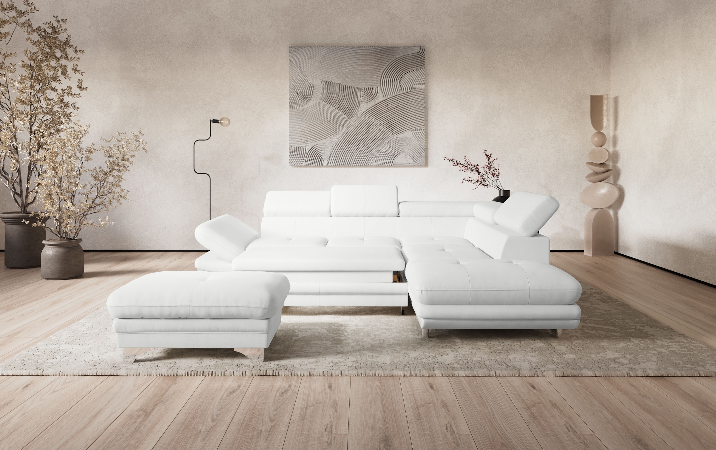 COTTA Ecksofa »Enterprise L-Form«, mit Arm- & Kopfteilverstellung, wahlweise mit Bettfunktion