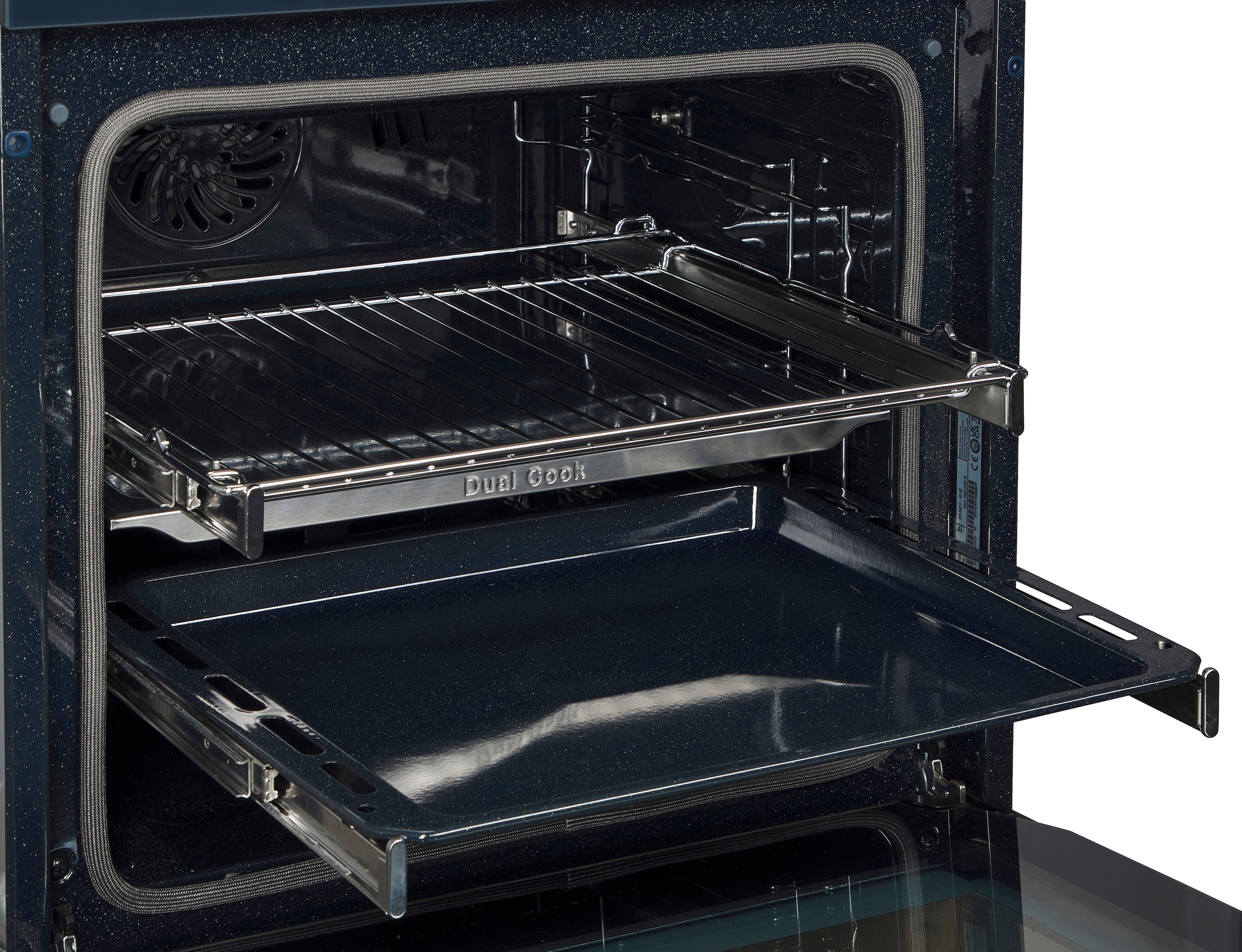 Samsung Pyrolyse Backofen NV7600B »NV7B6675CDN«, mit 1-fach-Teleskopauszug, Pyrolyse-Selbstreinigung, Dual Cook – Ein Ofen. Zwei Garräume. Maximale Flexibilität.