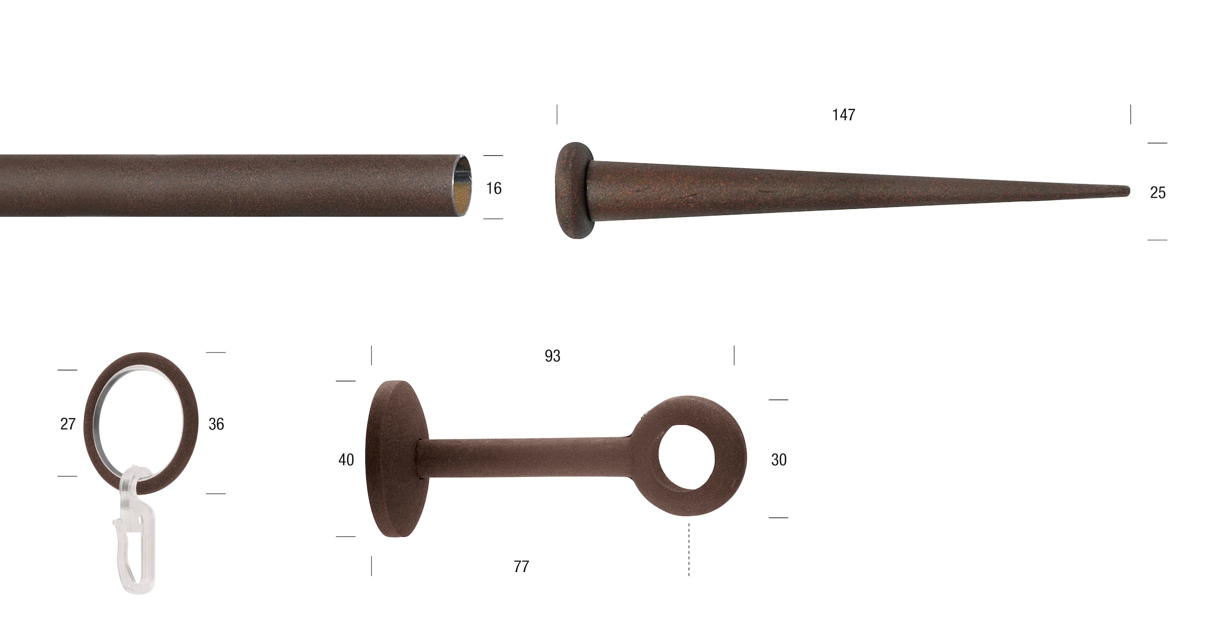 GARESA Gardinenstange »ESPERANCA«, 1 läufig-läufig, Wunschmaßlänge, rustikale Vorhanggarnitur, verlängerbar, Endknopf Spitze, m. Ringe