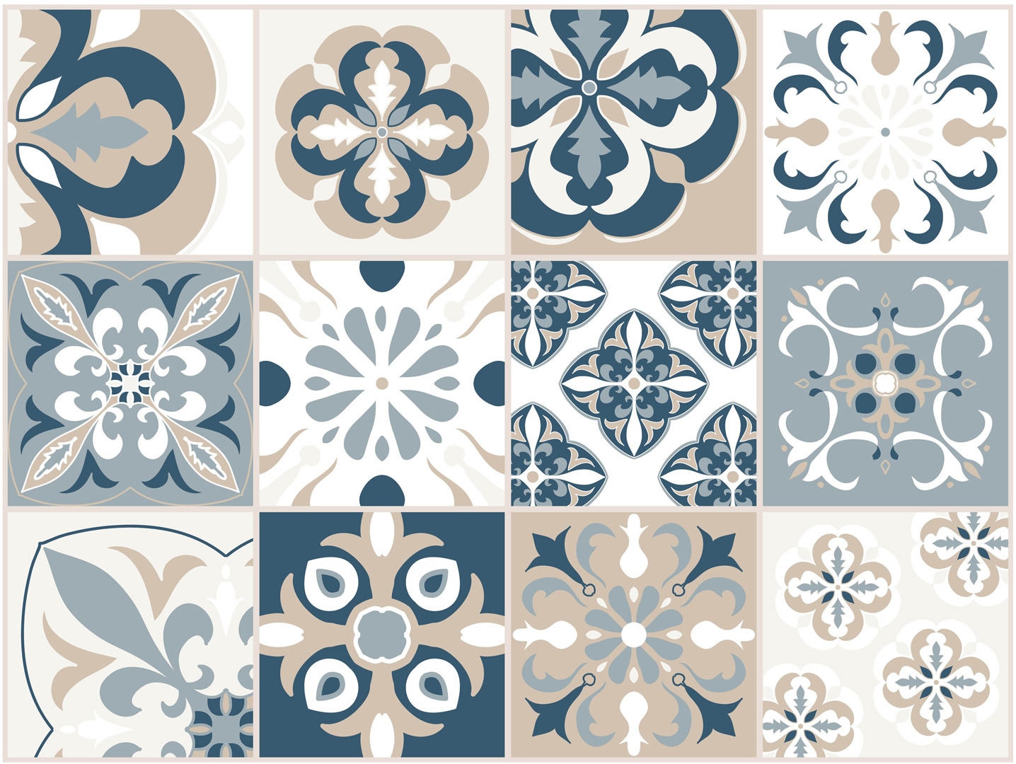 Contento Platzset »Matteo«, (Set, Innen- kaufen beige-blau,Fliesenmuster wasserabweisend,Mosaik online Außenbereich, St.), & 4