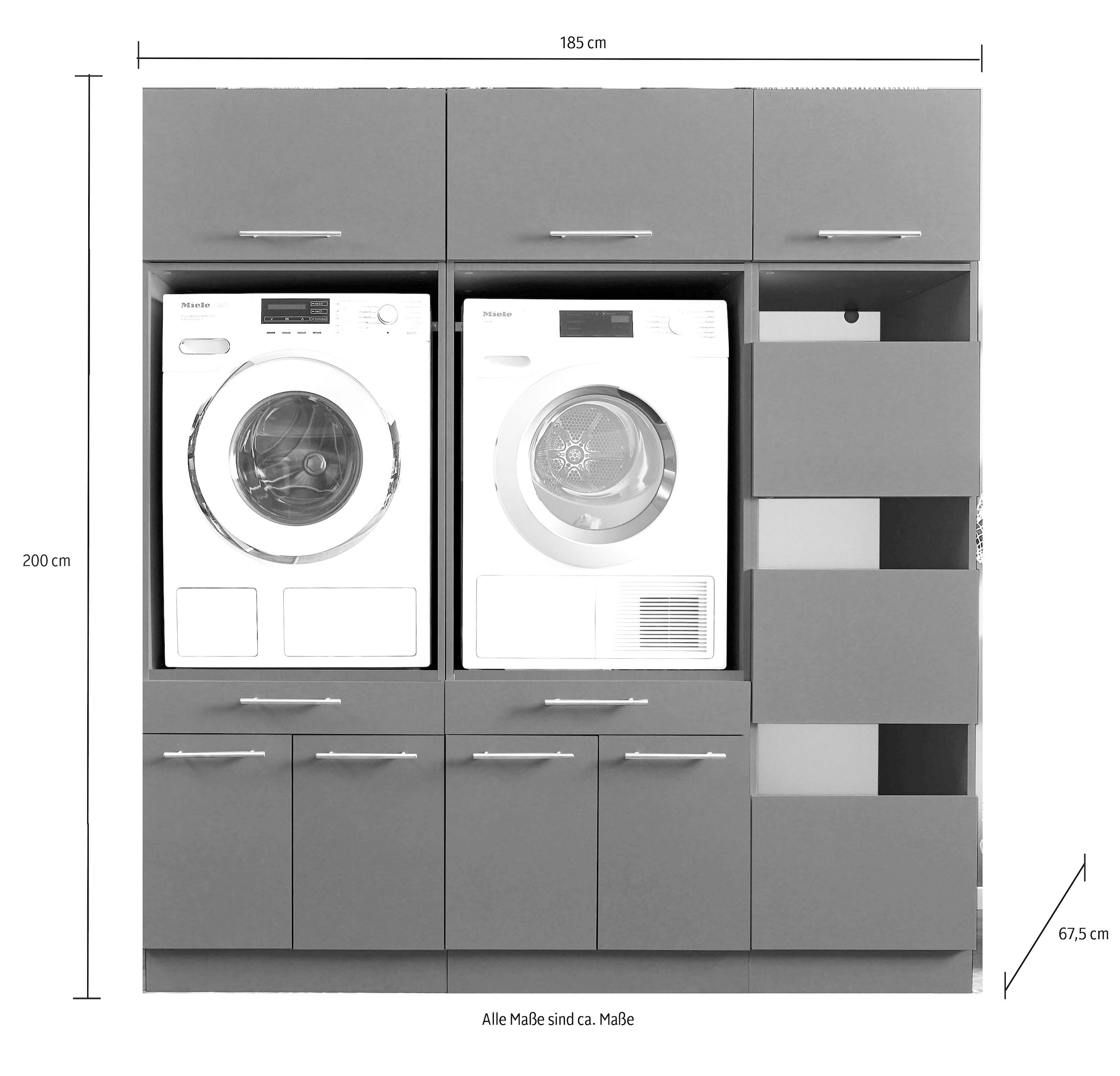 Laundreezy Mehrzweckschrank-Set »LAUNDREEZY LDSK11«, Breite 185 cm